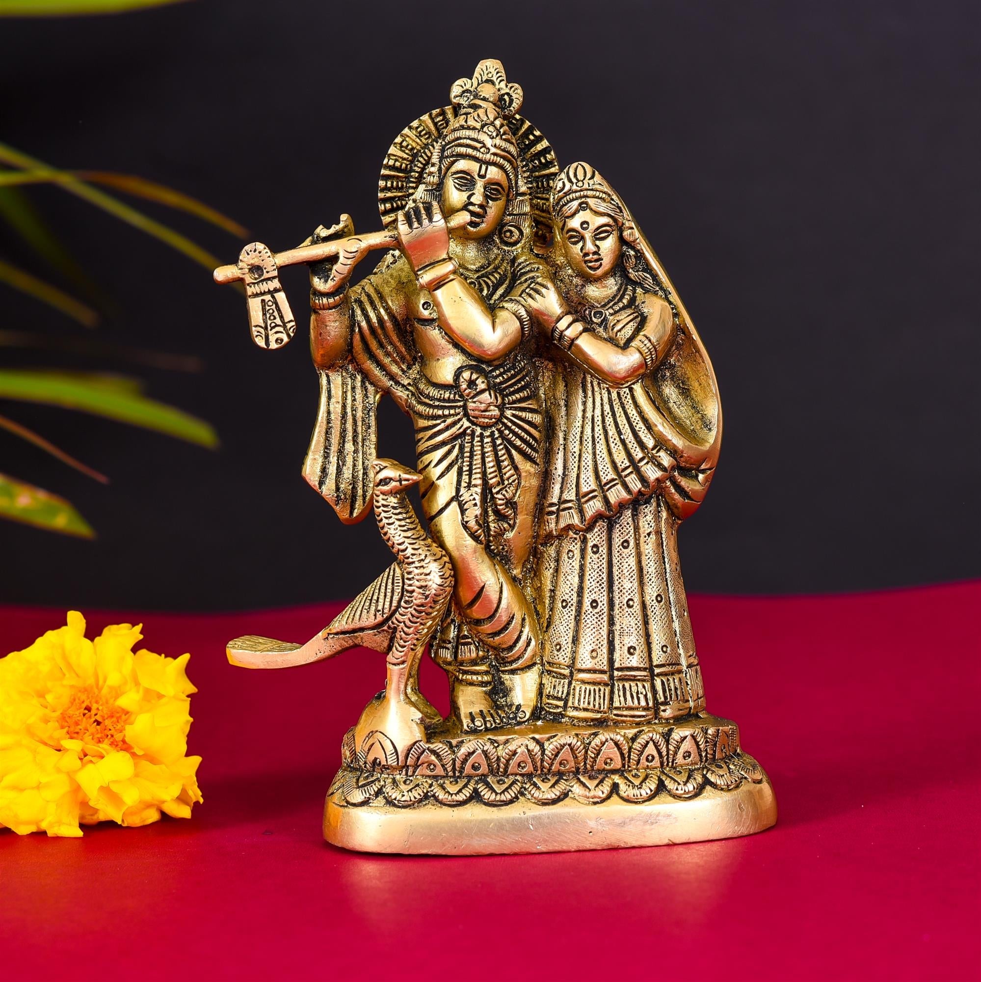 Brass Standing Radha Krishna Idol (6 Inch) Vedansh Craft
