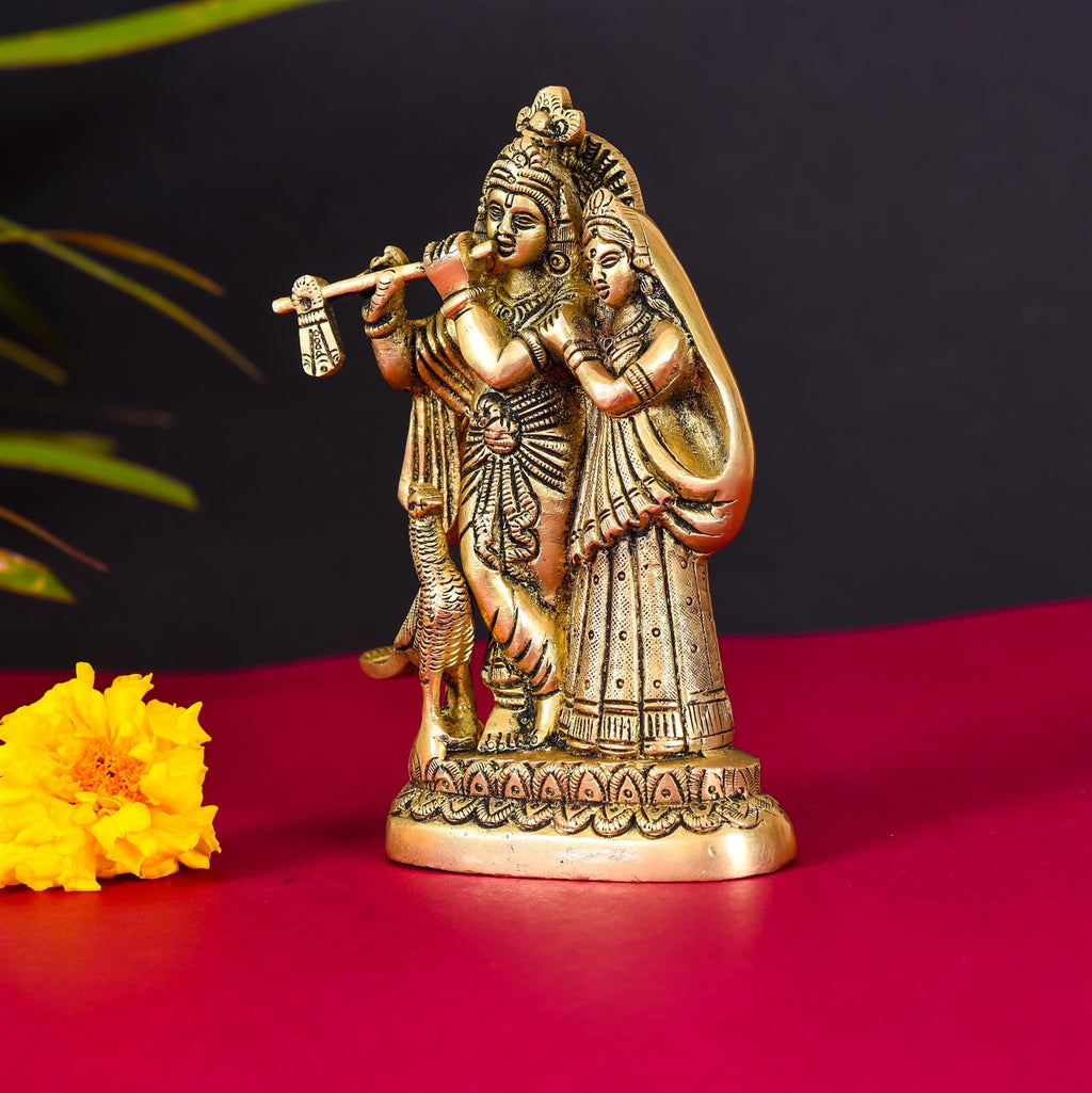 Brass Standing Radha Krishna Idol (6 Inch) Vedansh Craft