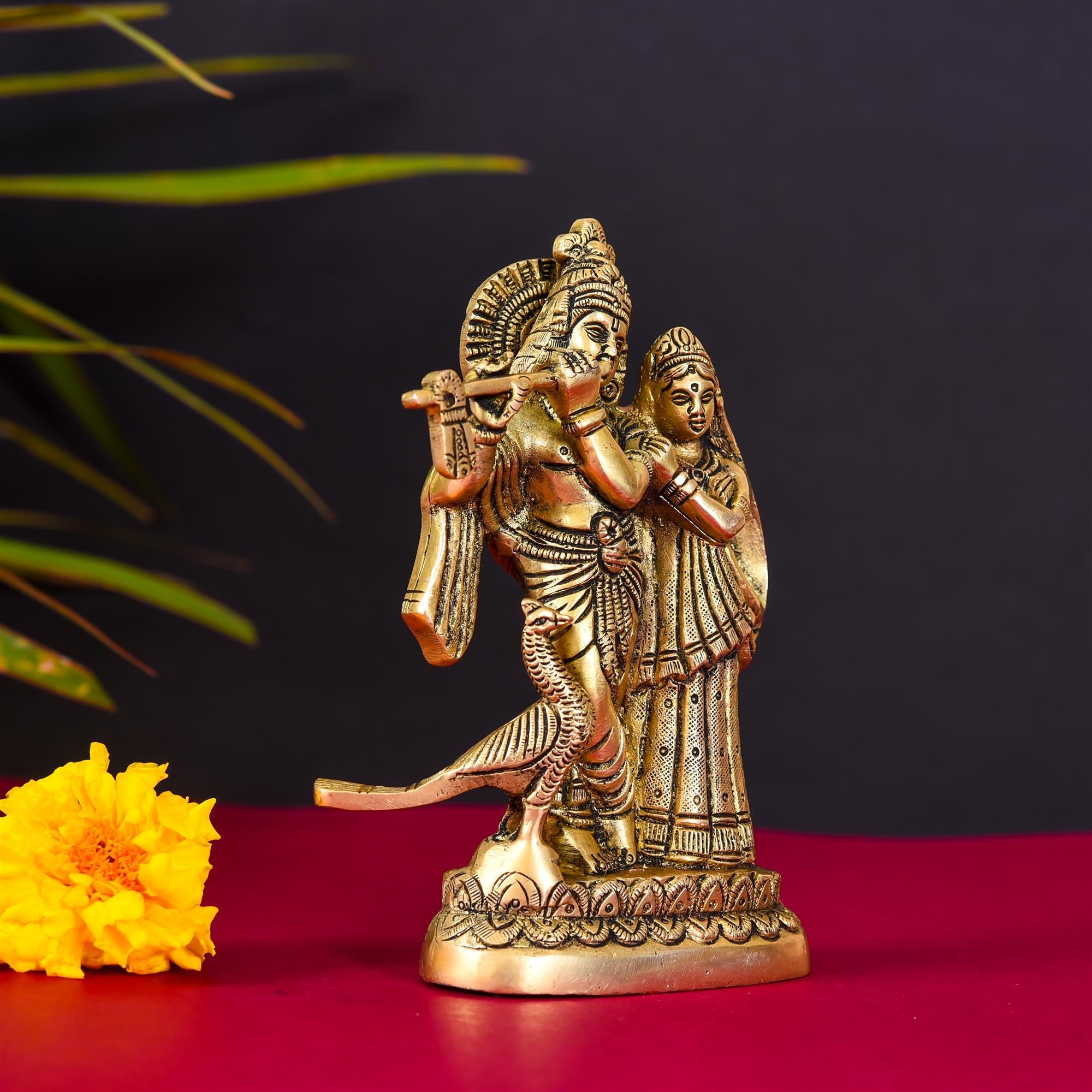 Brass Standing Radha Krishna Idol (6 Inch) Vedansh Craft