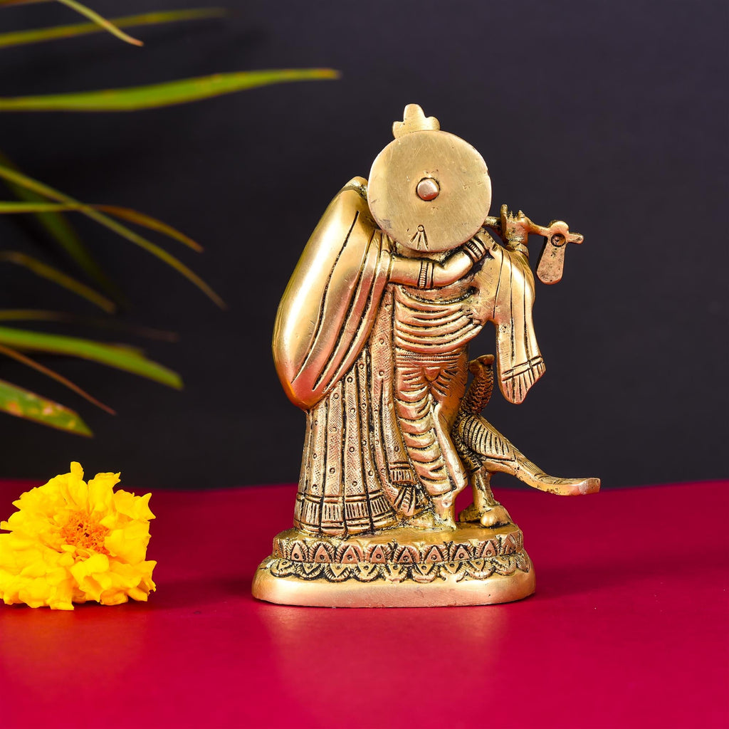 Brass Standing Radha Krishna Idol (6 Inch) Vedansh Craft