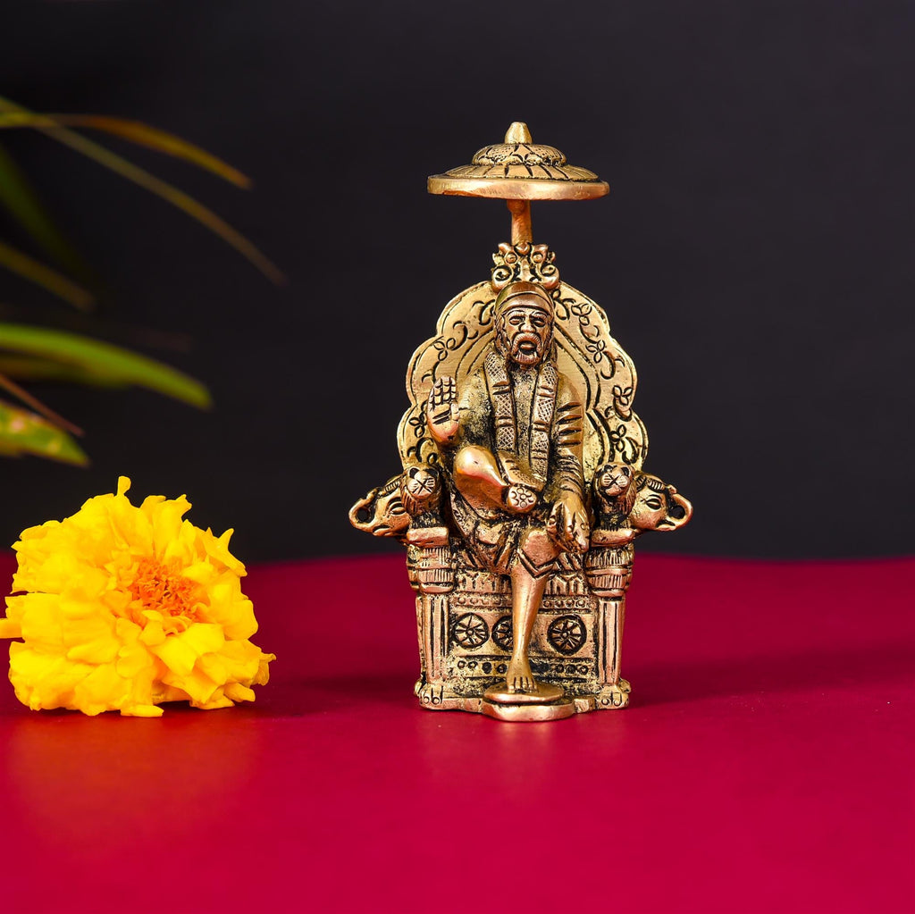 Brass Chatra Sai Baba Statue (4.5 Inch) Vedansh Craft