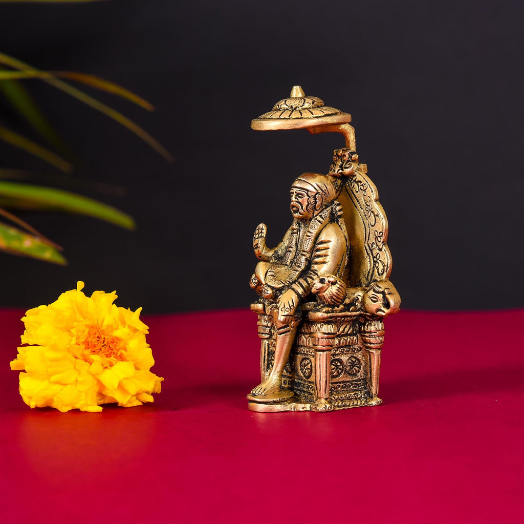 Brass Chatra Sai Baba Statue (4.5 Inch) Vedansh Craft