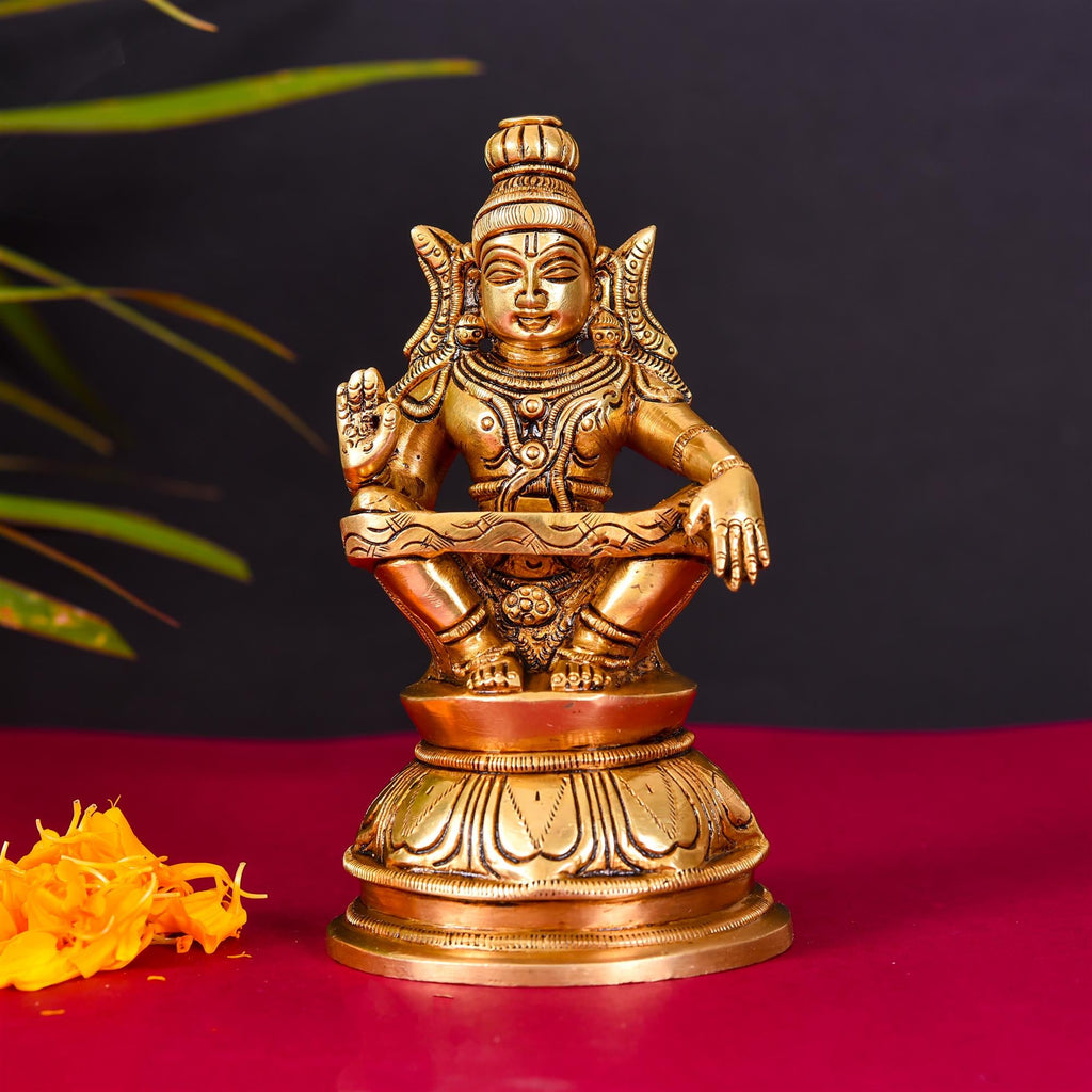 Brass Lord Ayyappa/Ayyappan Superfine Idol (6.2 Inch) Vedansh Craft
