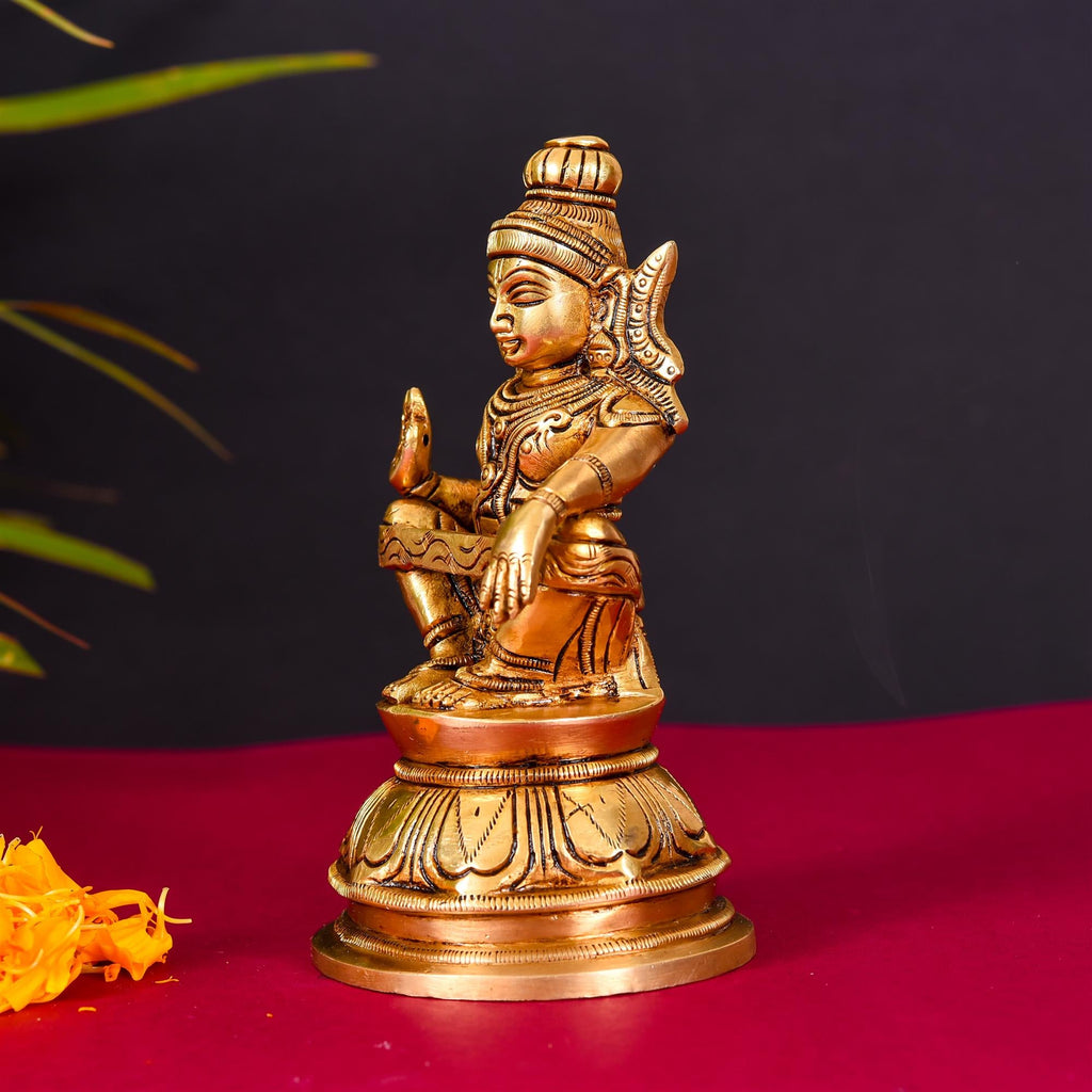 Brass Lord Ayyappa/Ayyappan Superfine Idol (6.2 Inch) Vedansh Craft