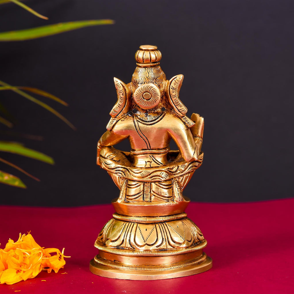 Brass Lord Ayyappa/Ayyappan Superfine Idol (6.2 Inch) Vedansh Craft