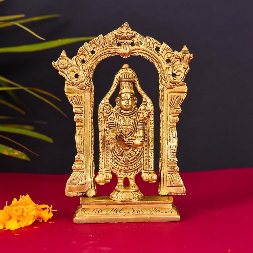 Brass Frame Tirupati Balaji Venkateshwar Superfine idol (8 Inch) Vedansh Craft