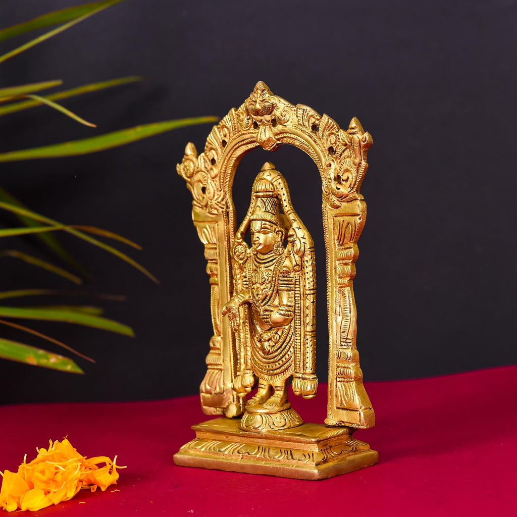 Brass Frame Tirupati Balaji Venkateshwar Superfine idol (8 Inch) Vedansh Craft