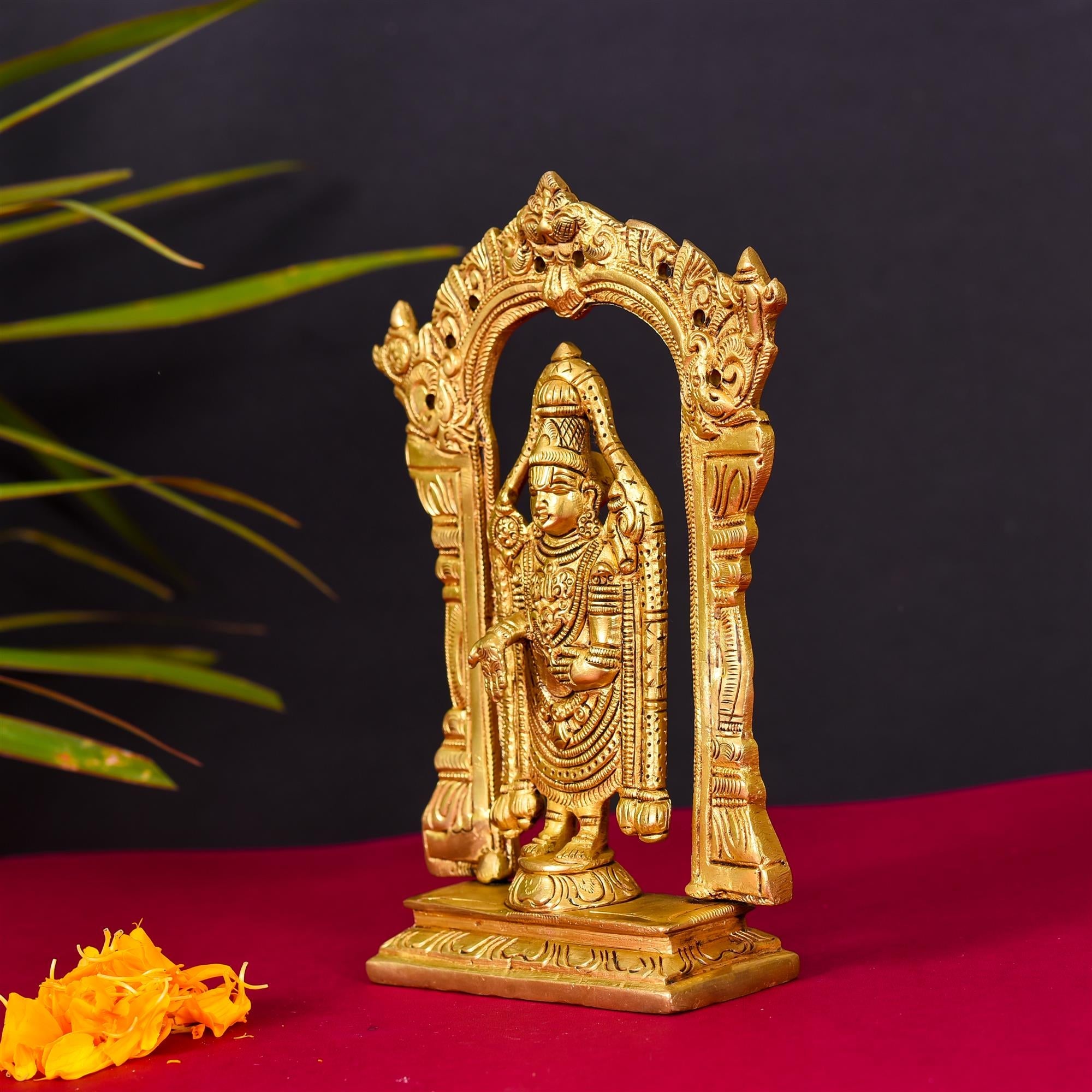 Brass Frame Tirupati Balaji Venkateshwar Superfine idol (8 Inch) Vedansh Craft