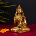 Brass Handcarved Blessing Buddha (7.8 Inch) Vedansh Craft