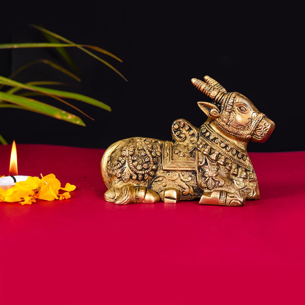 Brass Sitting Nandi Idol Vedansh Craft