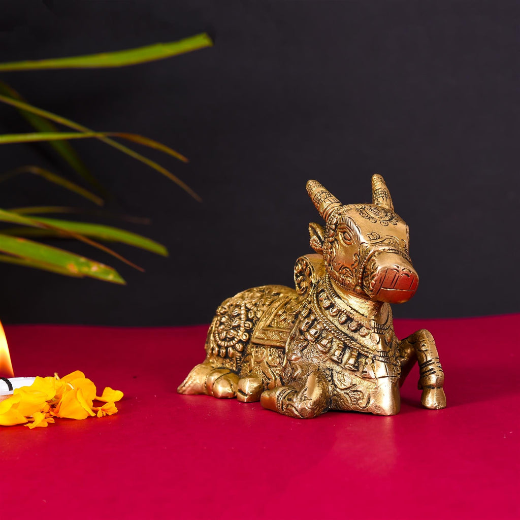 Brass Sitting Nandi Idol Vedansh Craft