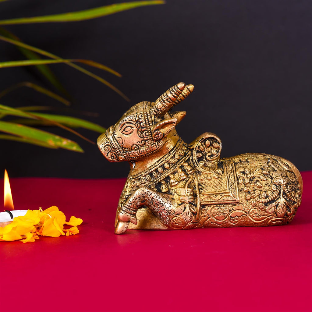 Brass Sitting Nandi Idol Vedansh Craft