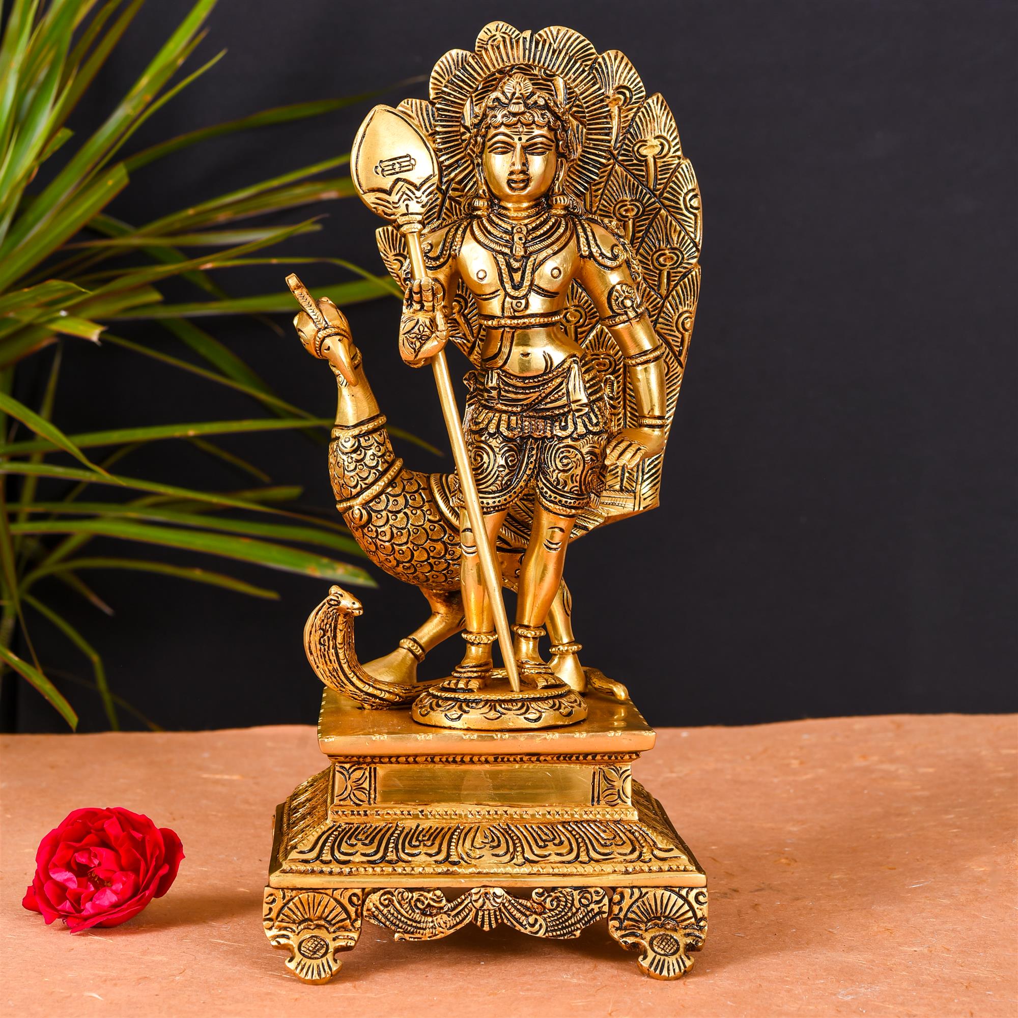 Brass Superfine Standing Lord Murugan/Kartikeya Idol Superfine (12 Inch) Vedansh Craft