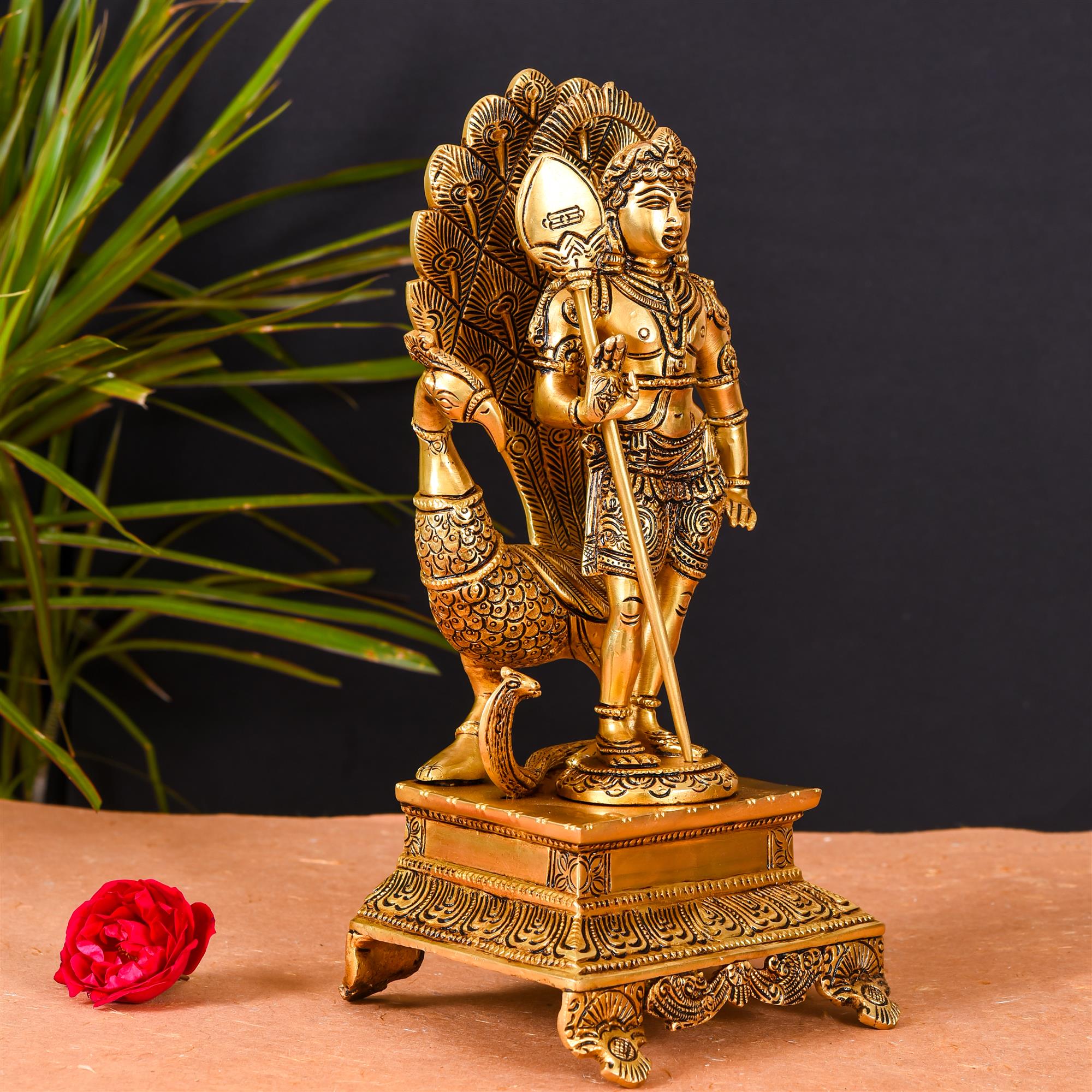 Brass Superfine Standing Lord Murugan/Kartikeya Idol Superfine (12 Inch) Vedansh Craft