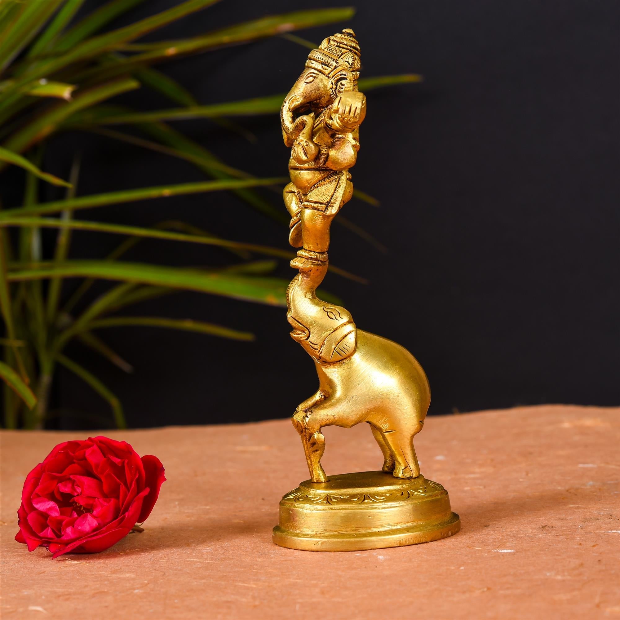 Brass Superfine Statue Of Lord Dancing Ganesha (7 Inch) Vedansh Craft