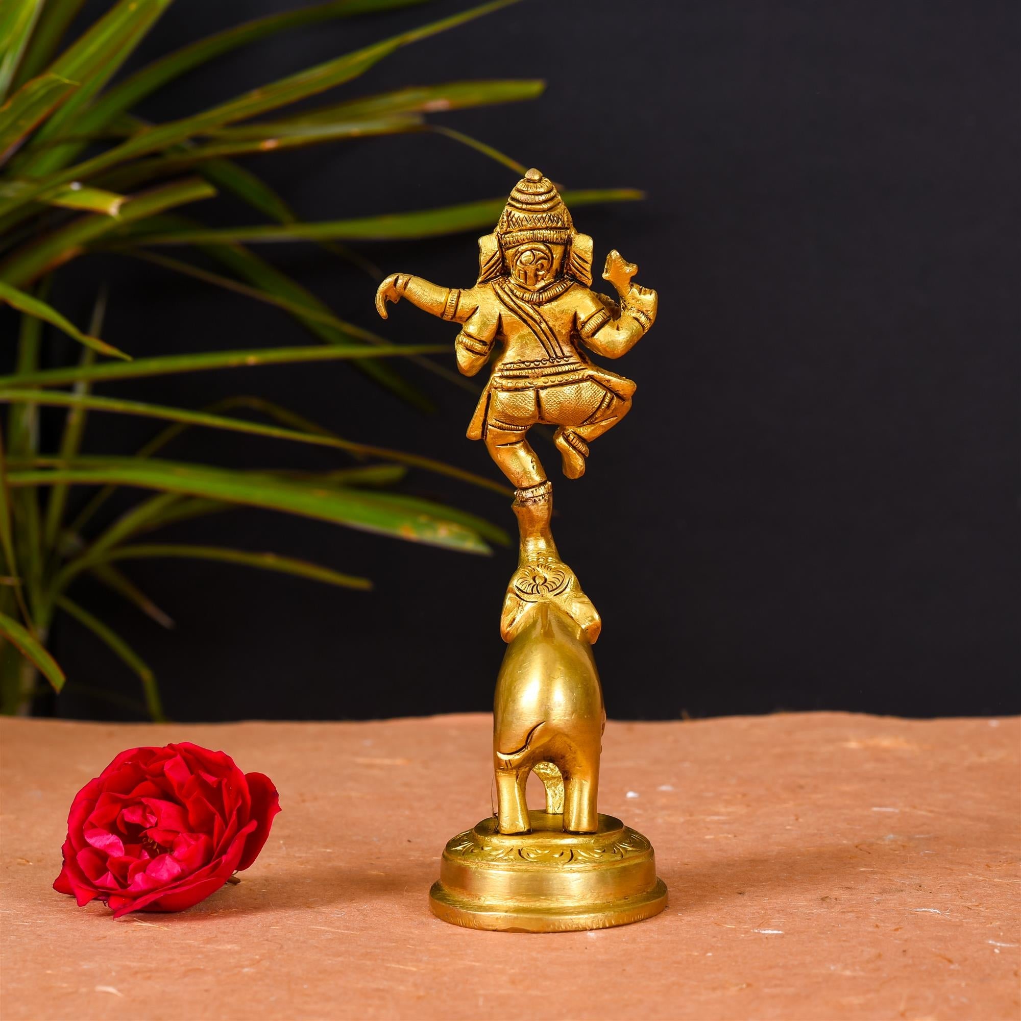 Brass Superfine Statue Of Lord Dancing Ganesha (7 Inch) Vedansh Craft