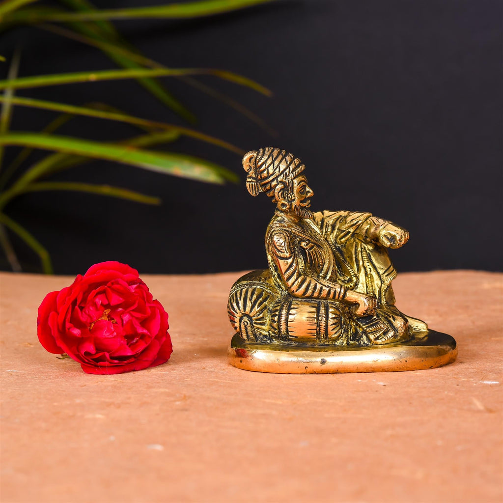 Brass Chatrapati Shivaji Maharaj Idol (3.2 Inch) Vedansh Craft