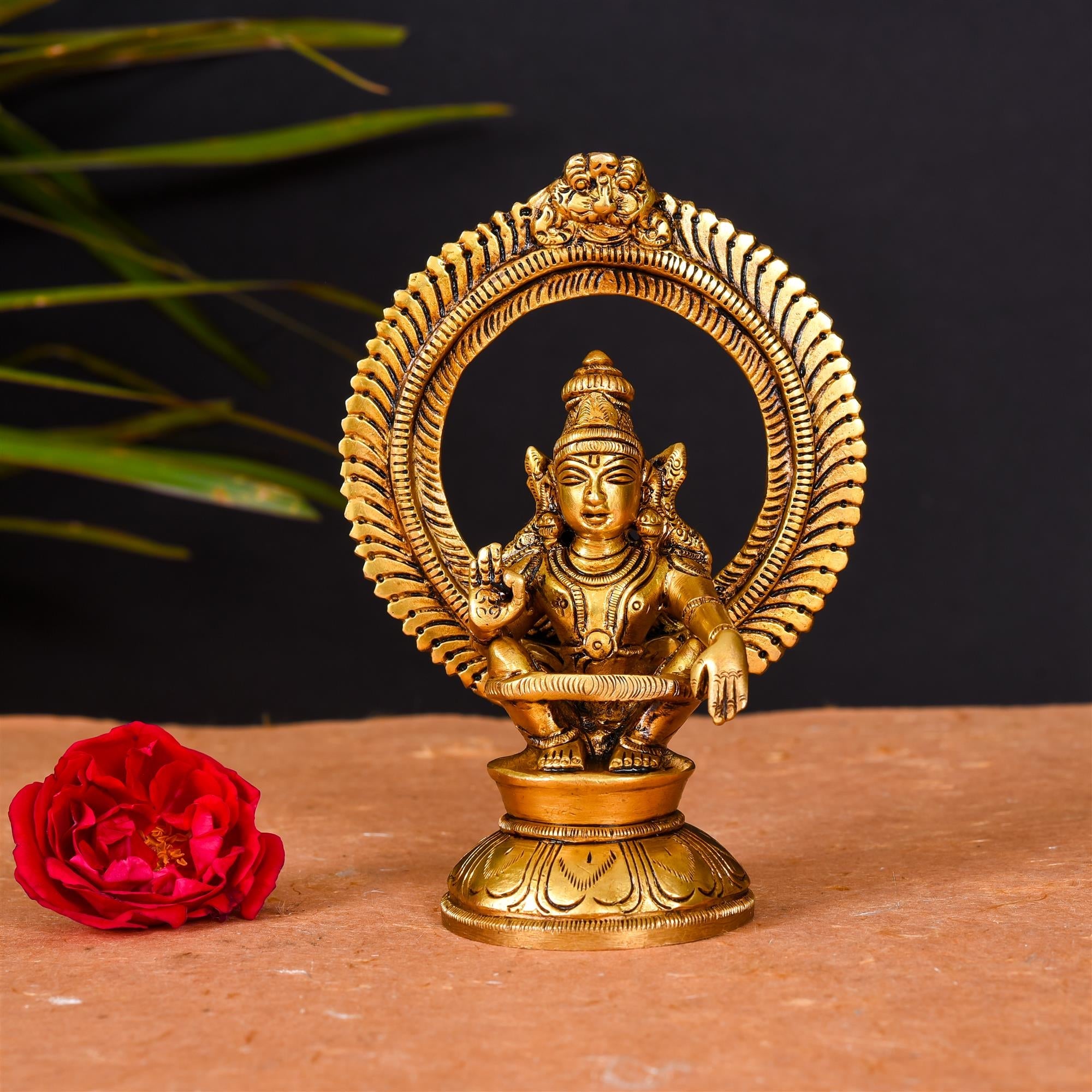 Brass Lord Frame Ayyappa/Ayyappan Superfine Idol (6 Inch) Vedansh Craft