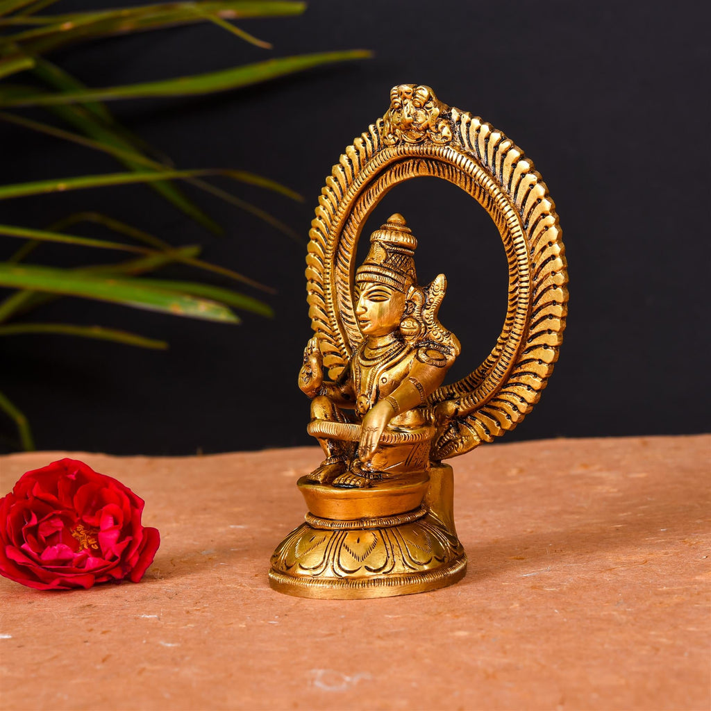 Brass Lord Frame Ayyappa/Ayyappan Superfine Idol (6 Inch) Vedansh Craft