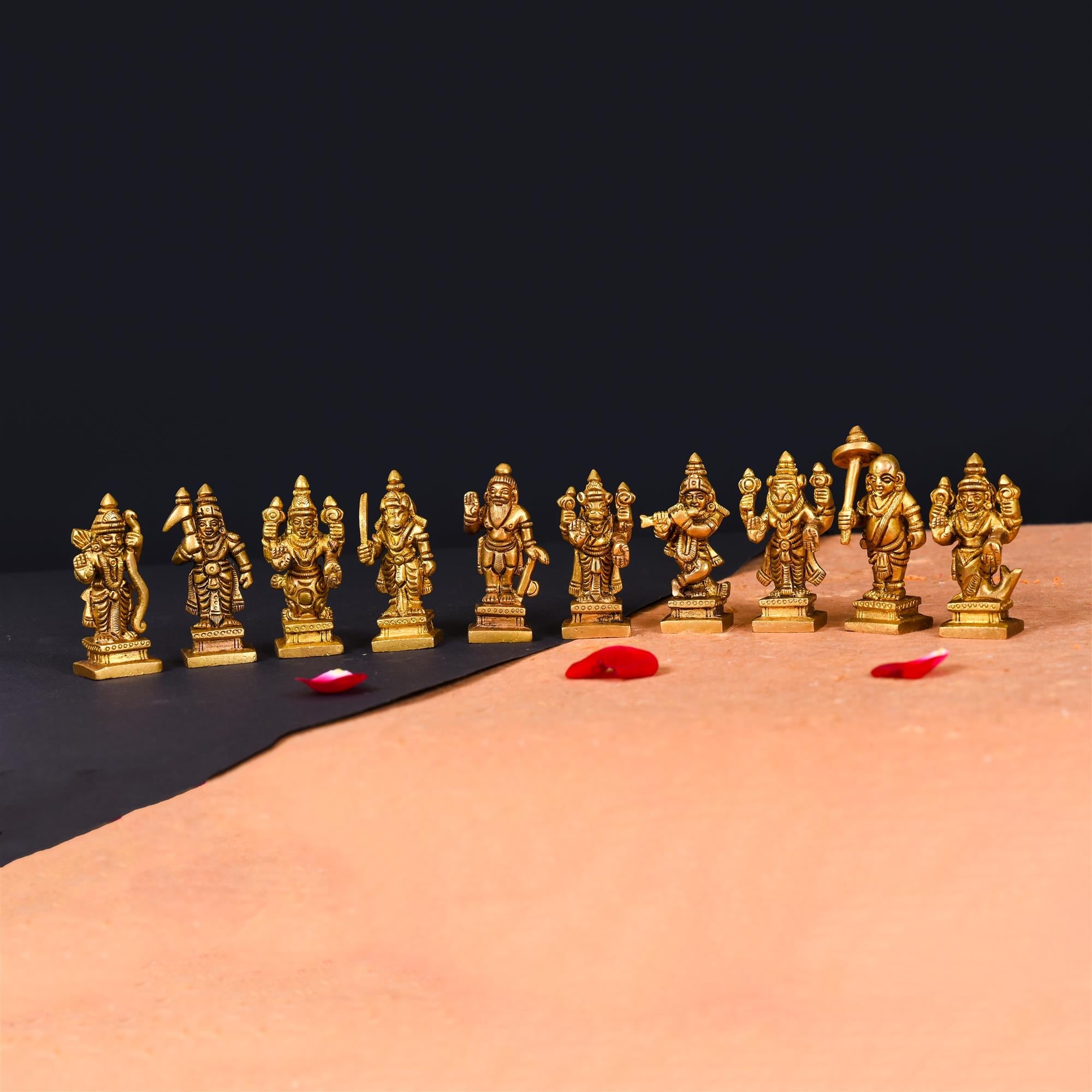 Brass Superfine Dashavatara /Vishnu Avatars Statue Set (2.5 Inch) Vedansh Craft
