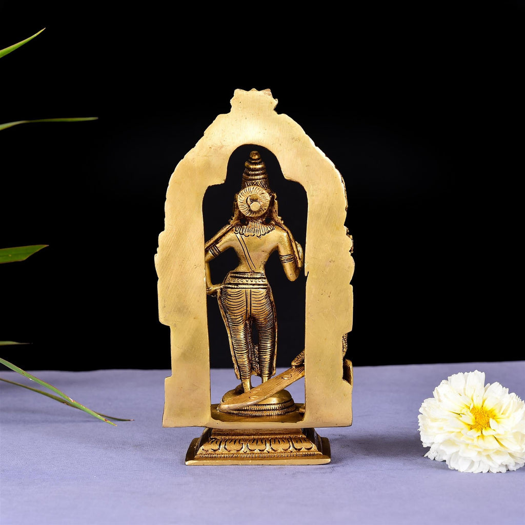 Brass Superfine Standing Lord Murugan/Kartikeya Frame Idol (7.2 Inch) Vedansh Craft