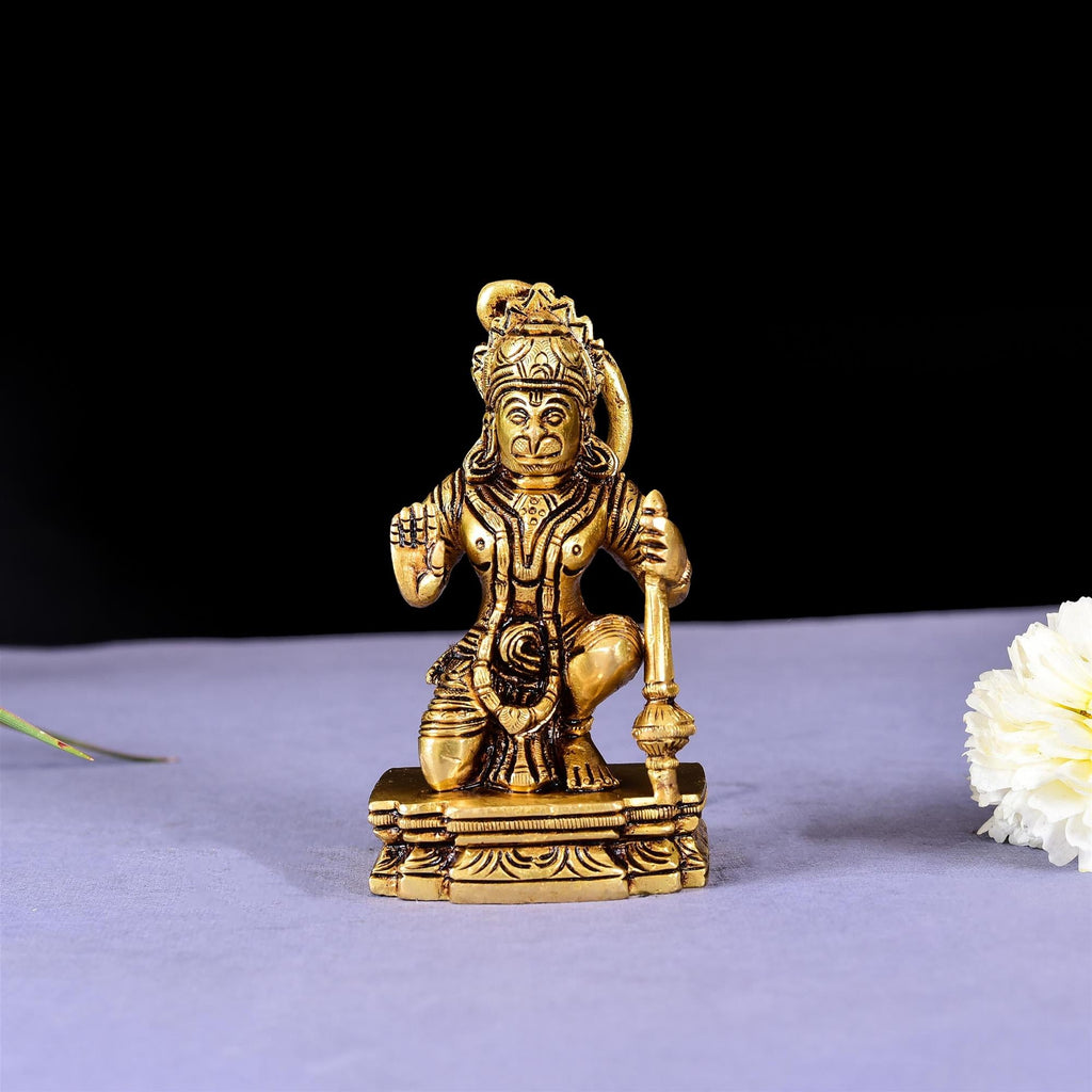 Brass Blessing Superfine Sitting Hanuman Idol (4 Inch) Vedansh Craft