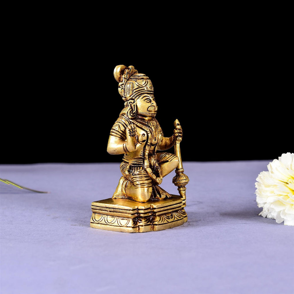 Brass Blessing Superfine Sitting Hanuman Idol (4 Inch) Vedansh Craft
