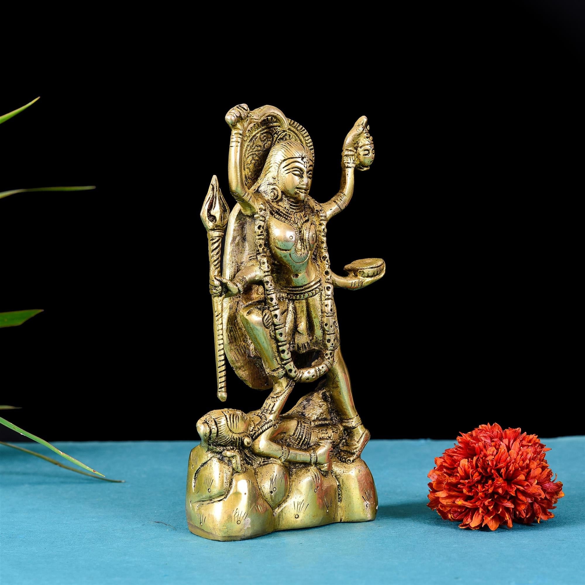 Brass Goddess Standing Kali Idol (8.2 Inch) Vedansh Craft