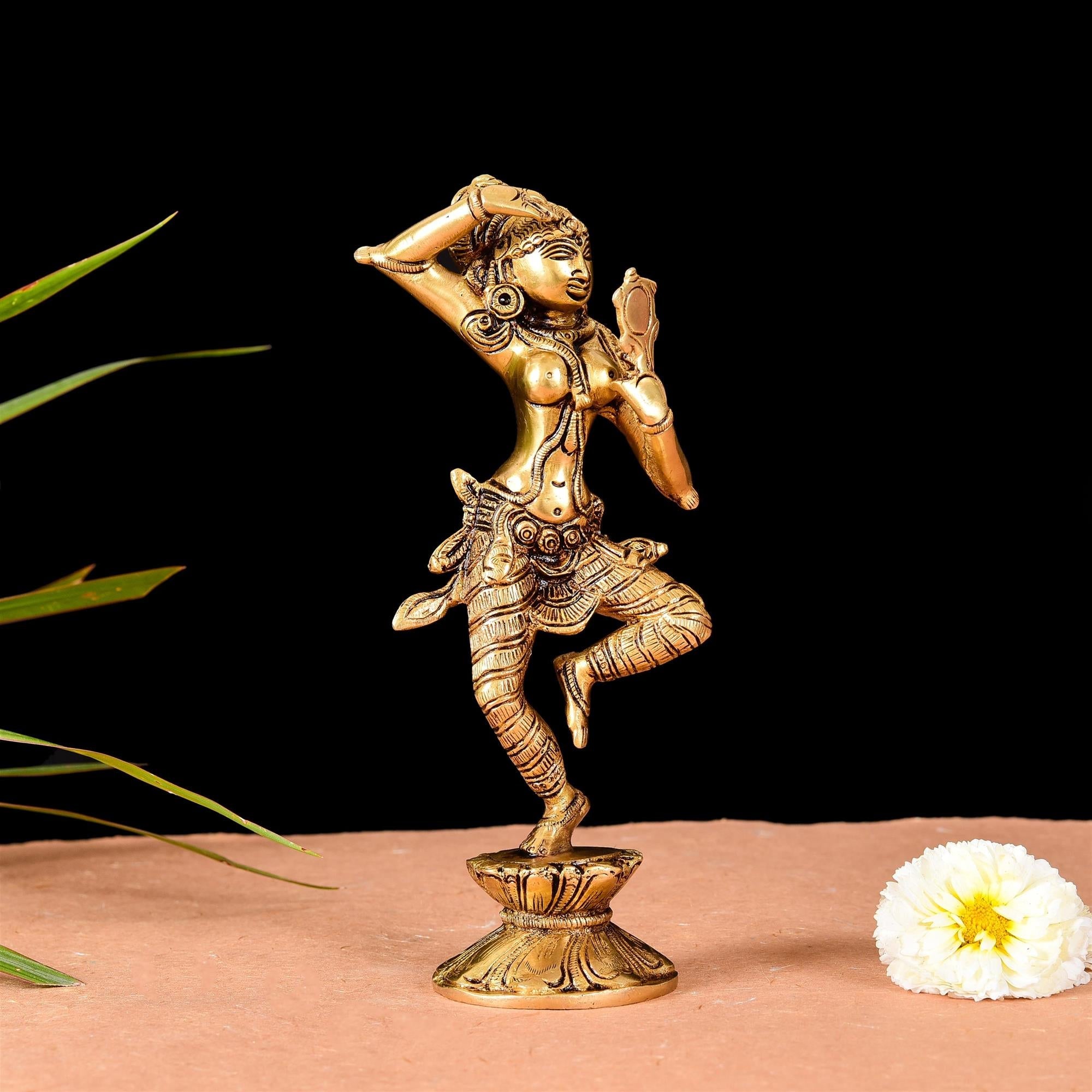 Brass Superfine Apsara Applying Vermillion Statue (9 Inch) Vedansh Craft