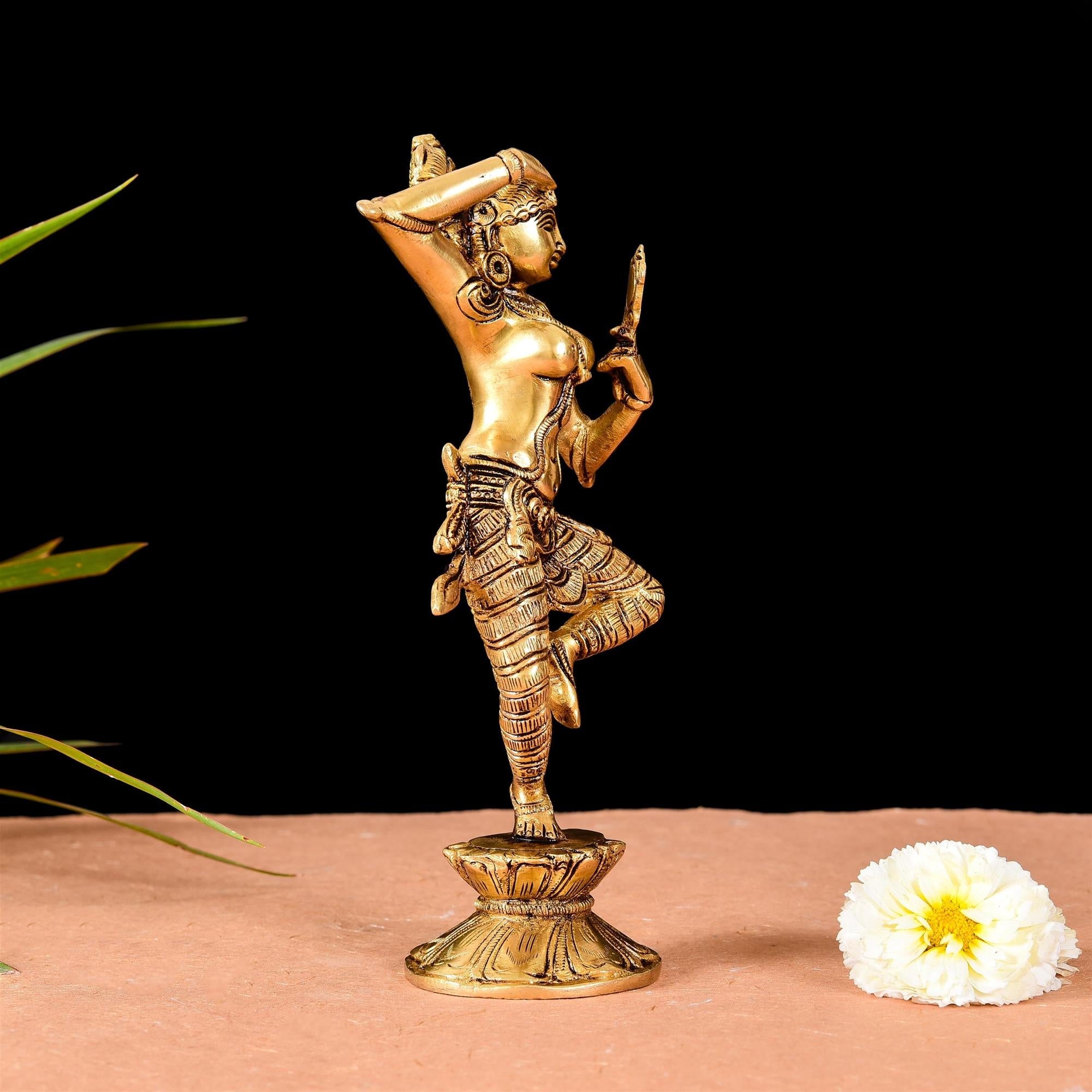 Brass Superfine Apsara Applying Vermillion Statue (9 Inch) Vedansh Craft