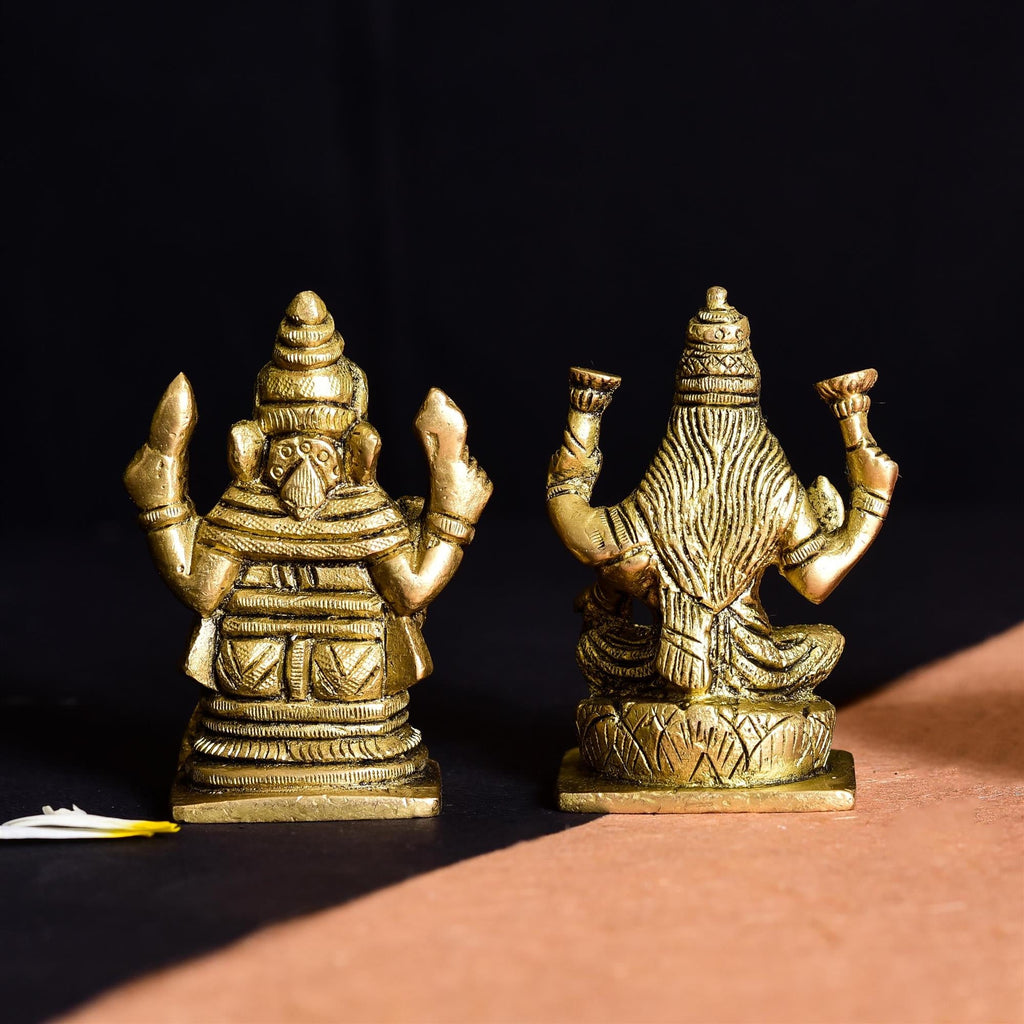 Brass Sitting Ganesha And Lakshmi Set Idol Vedansh Craft