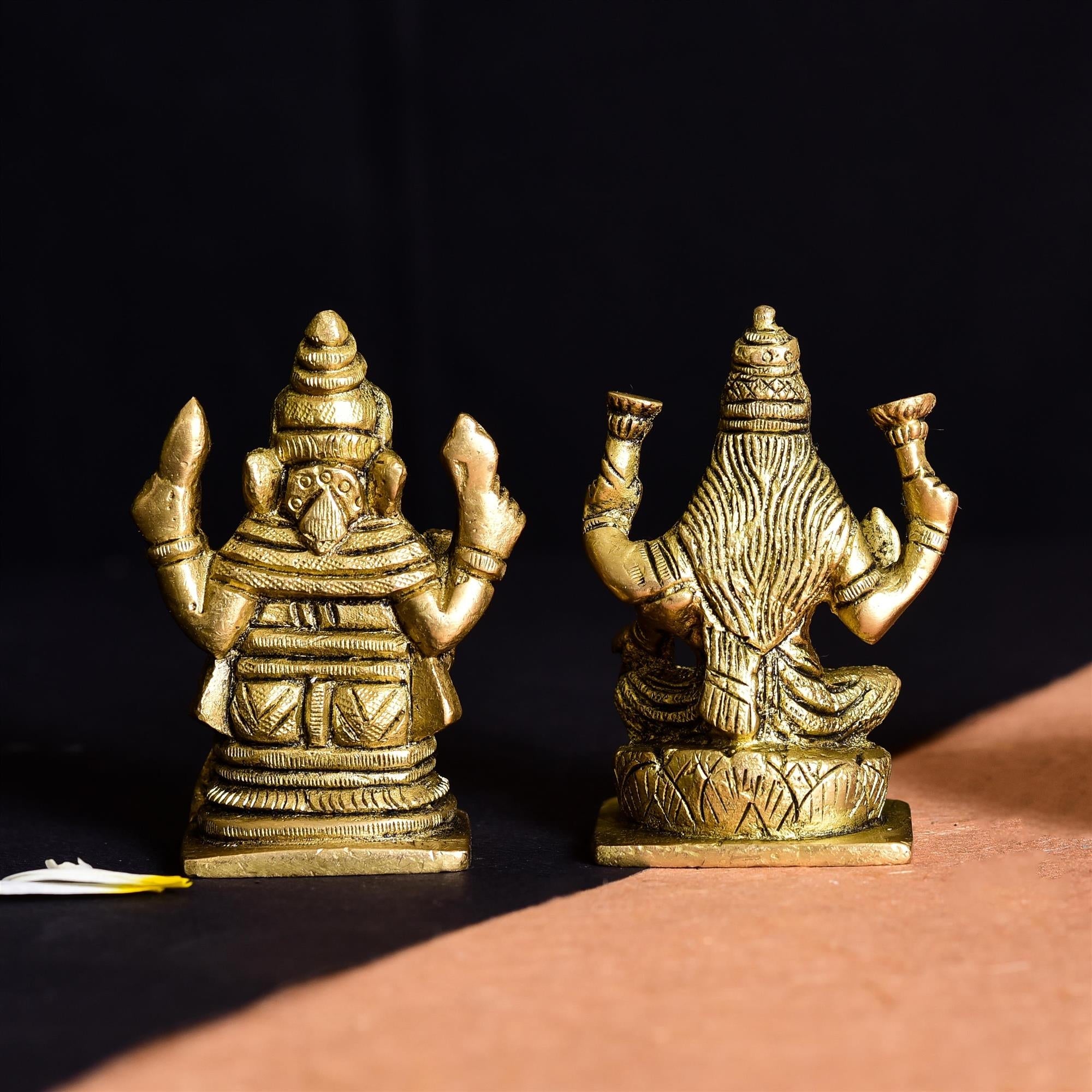 Brass Sitting Ganesha And Lakshmi Set Idol Vedansh Craft