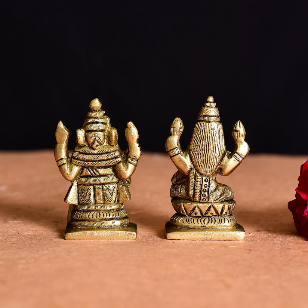 Brass Sitting Ganesha And Lakshmi Set Idol Vedansh Craft