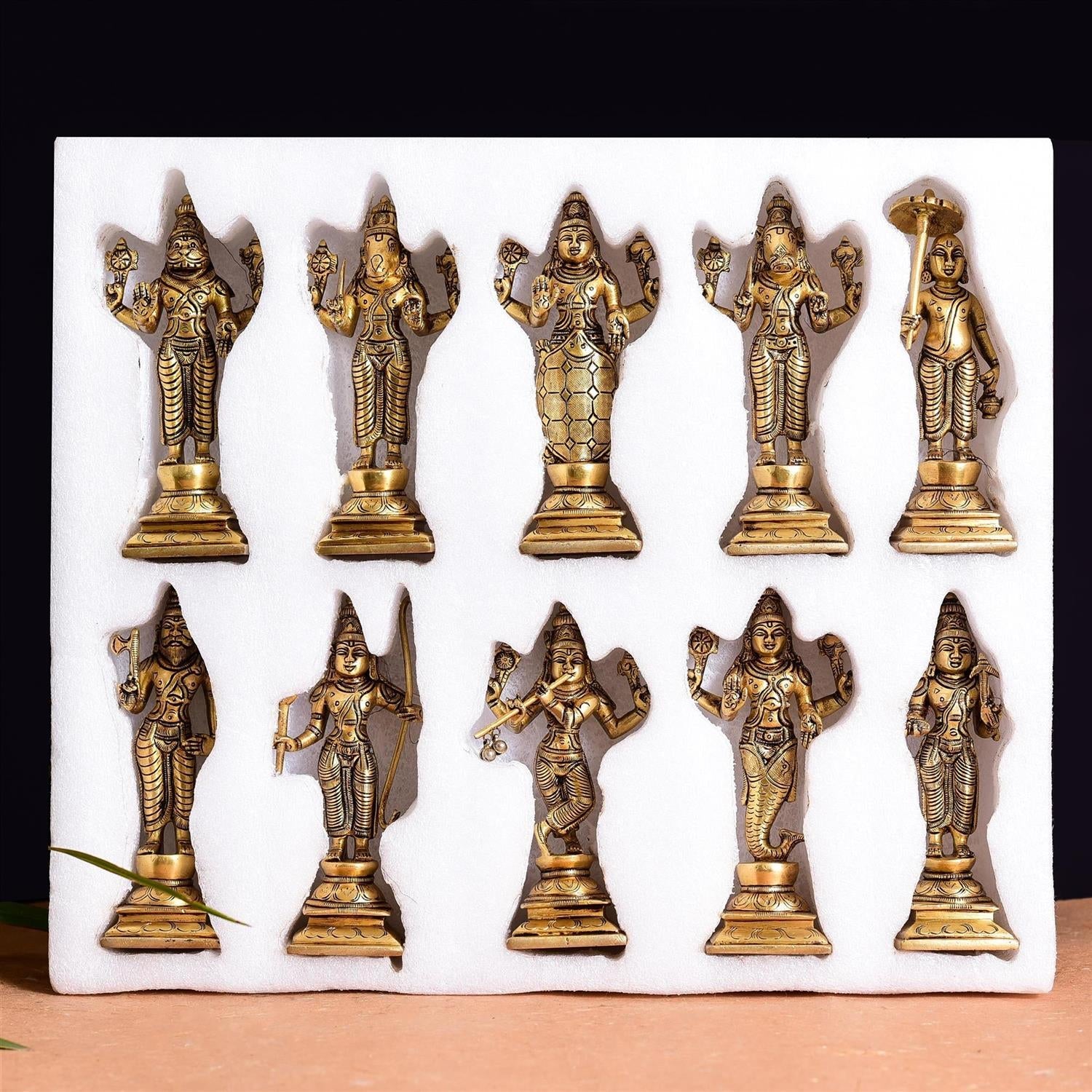 Brass Superfine Dashavatara / Vishnu Avatar Statue Set (6 Inch) Vedansh Craft