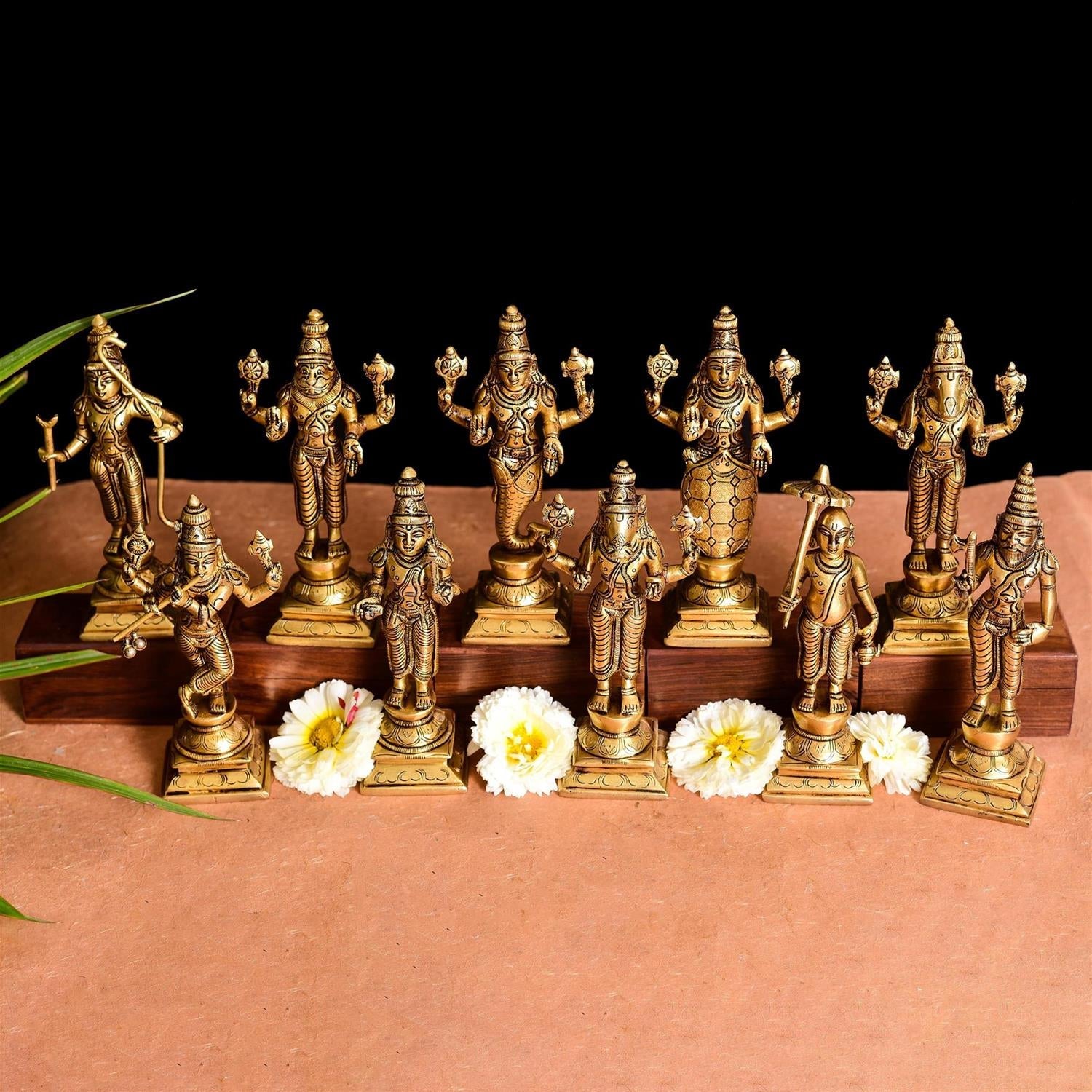 Brass Superfine Dashavatara / Vishnu Avatar Statue Set (6 Inch) Vedansh Craft