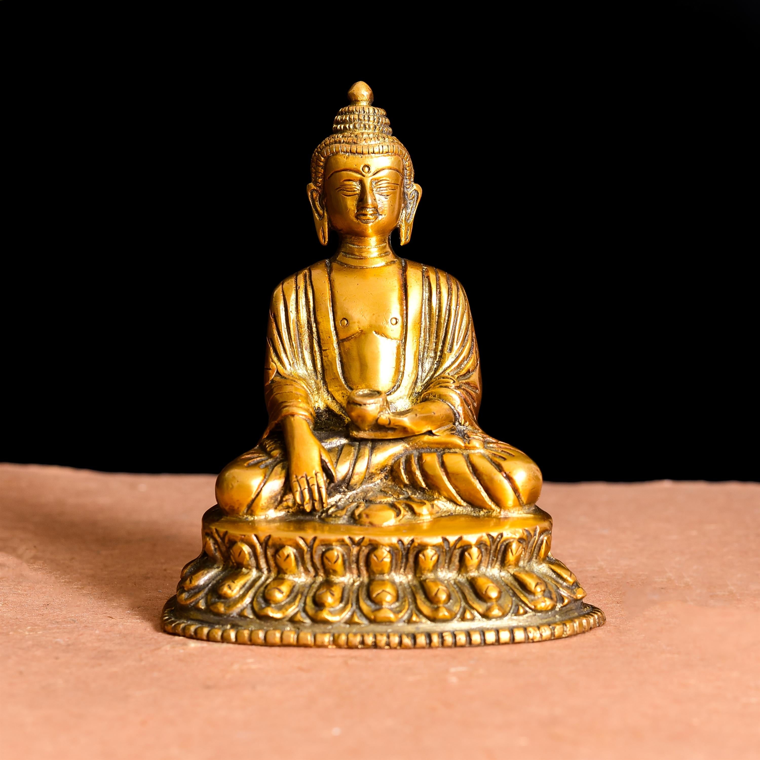 Brass Resting Buddha Statue (6.2 Inch) Vedansh Craft