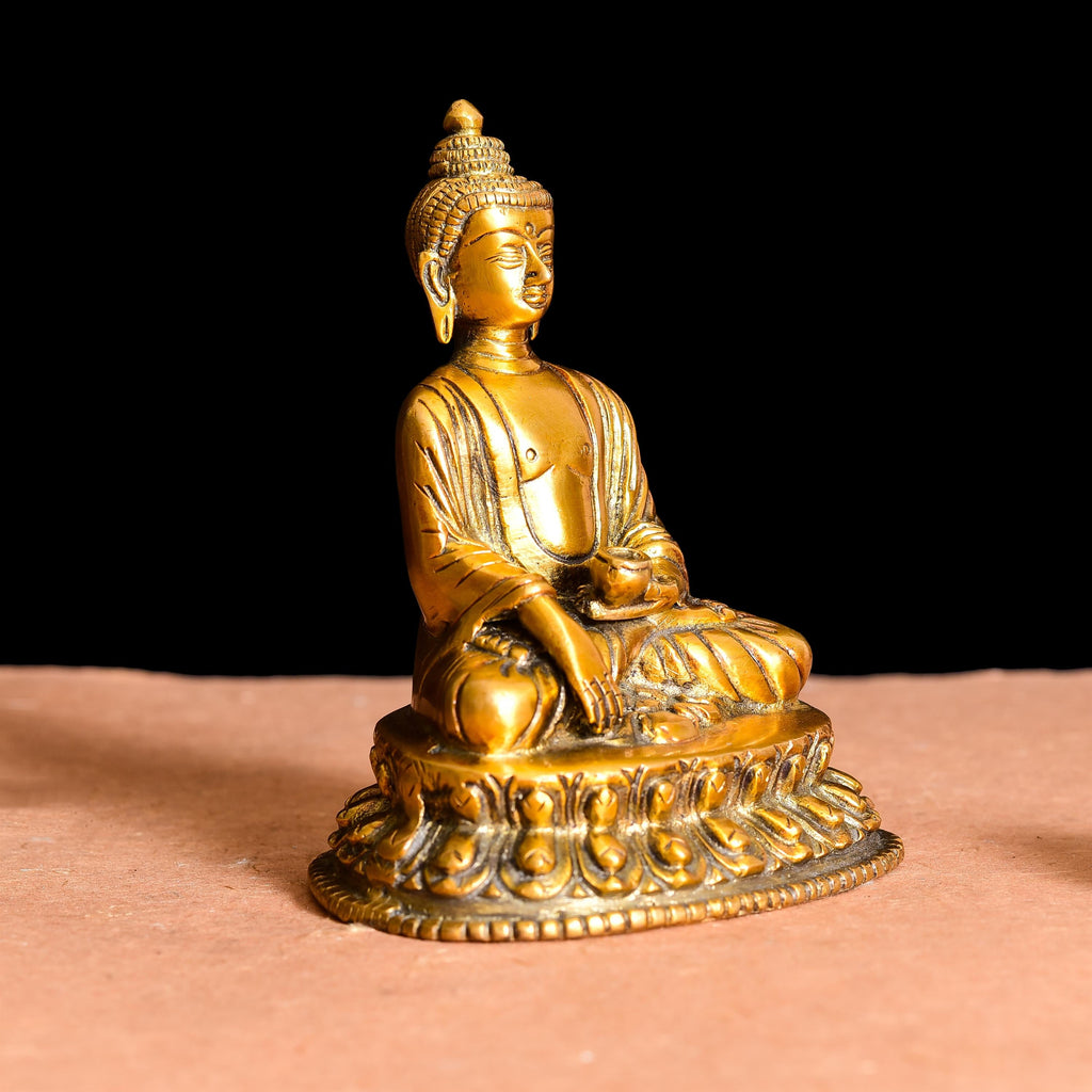 Brass Resting Buddha Statue (6.2 Inch) Vedansh Craft