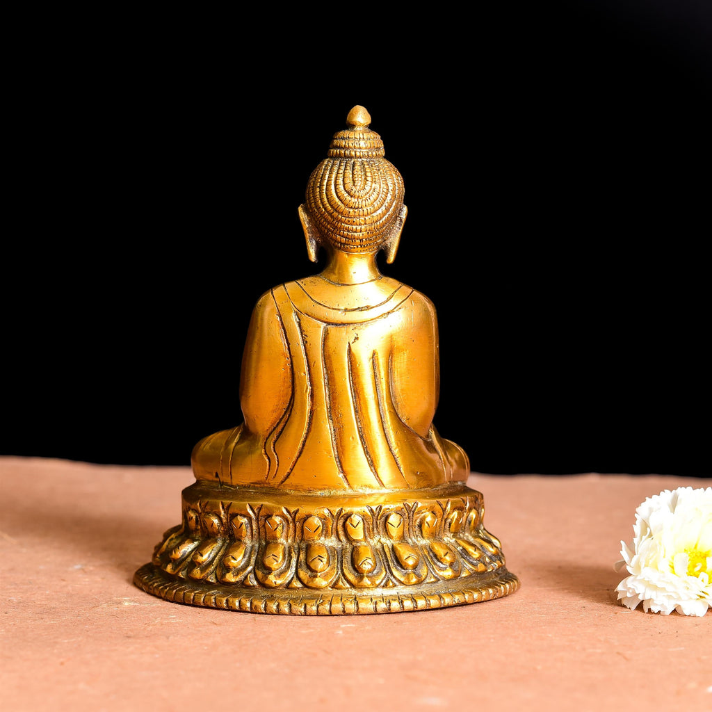 Brass Resting Buddha Statue (6.2 Inch) Vedansh Craft