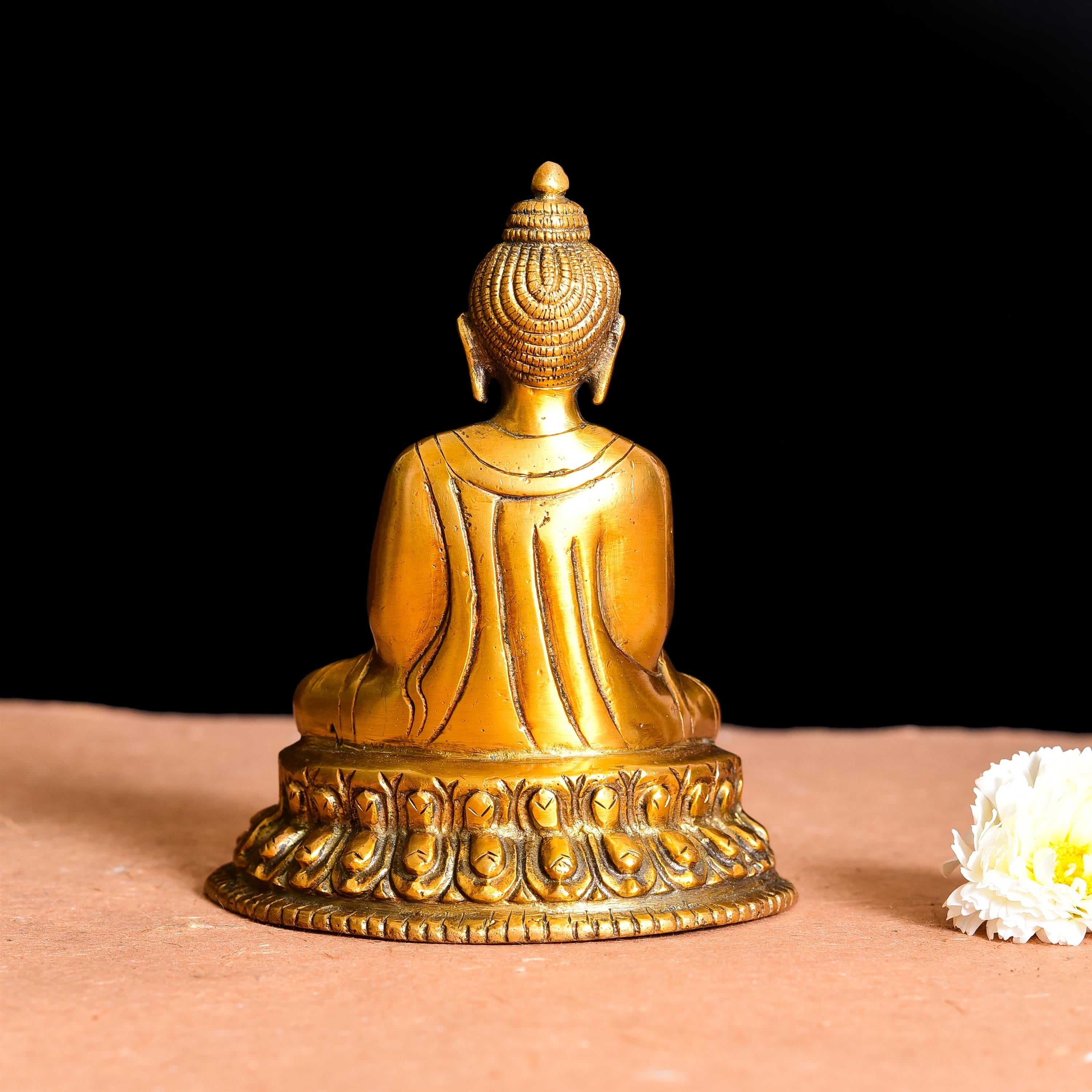 Brass Resting Buddha Statue (6.2 Inch) Vedansh Craft