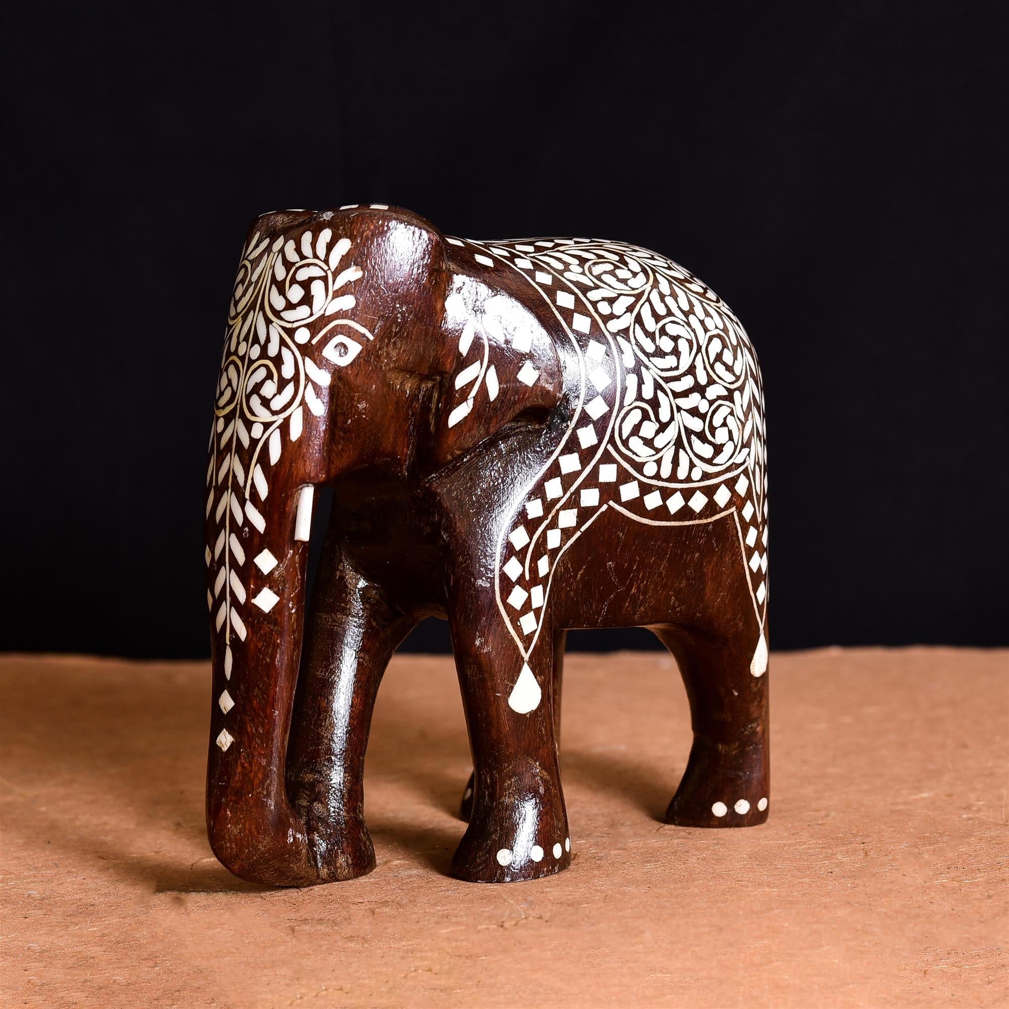 Wooden Inlay Elephant Statue Vedansh Craft