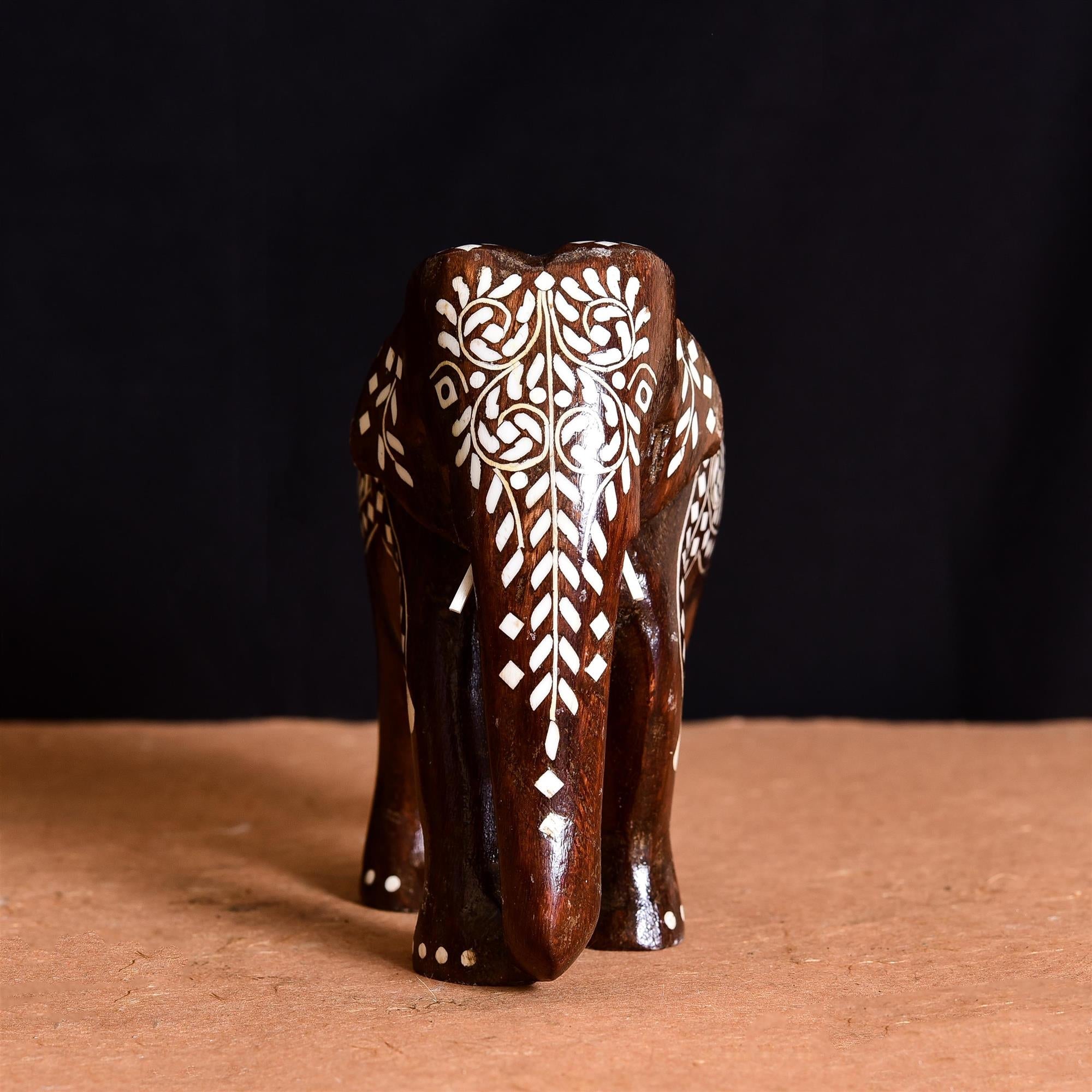 Wooden Inlay Elephant Statue Vedansh Craft
