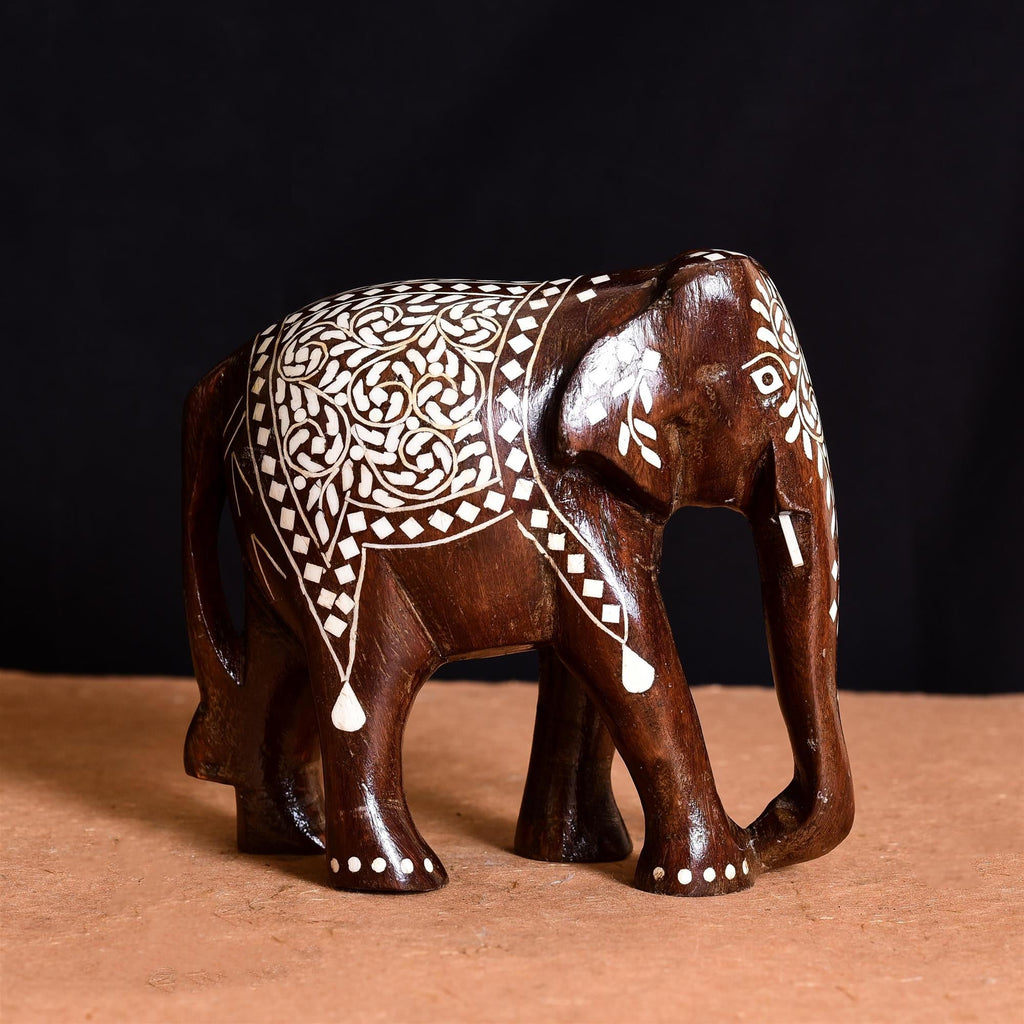 Wooden Inlay Elephant Statue Vedansh Craft