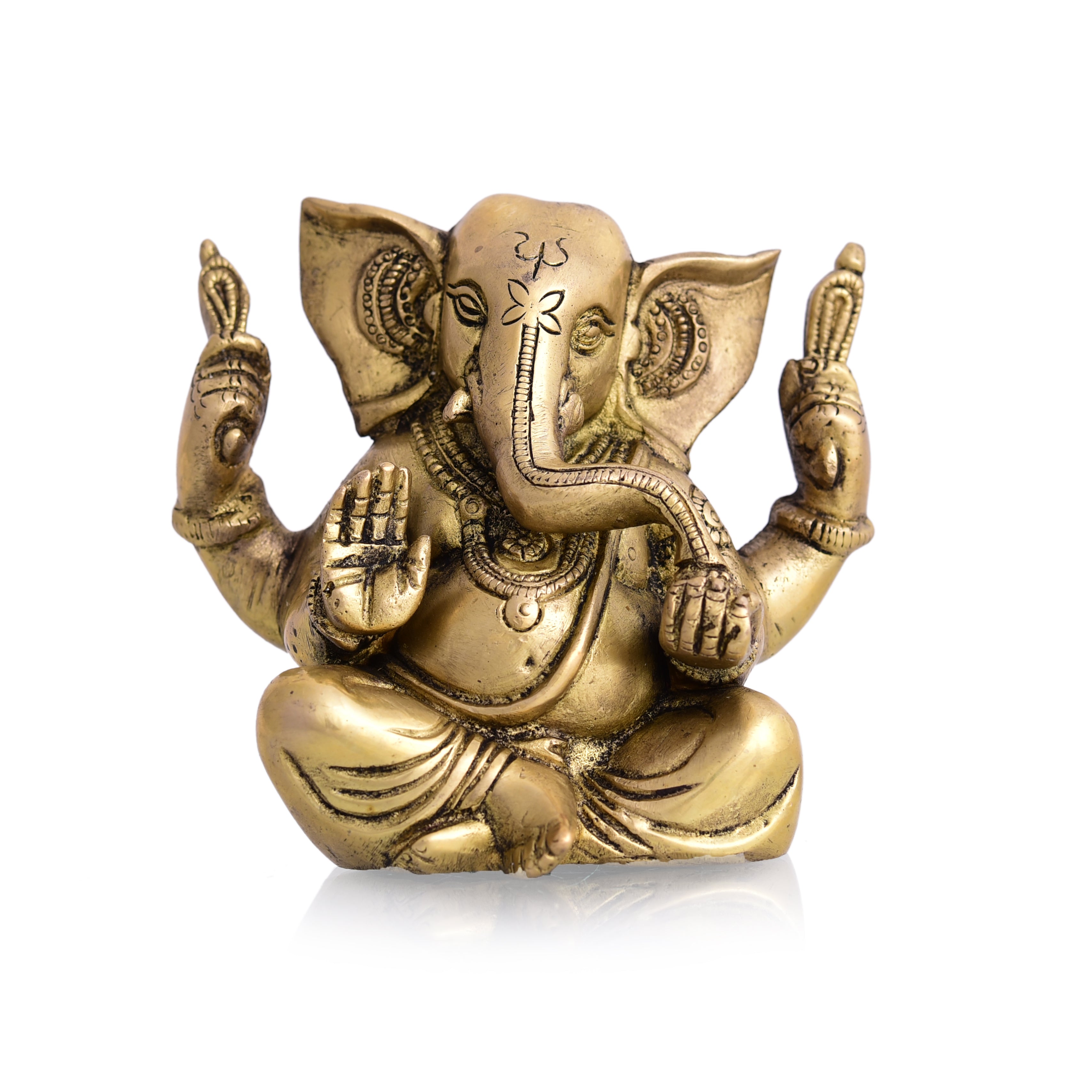 Brass Appu Ganesha With Big Ears Sitting Idol (4.5 Inch) Vedansh Craft
