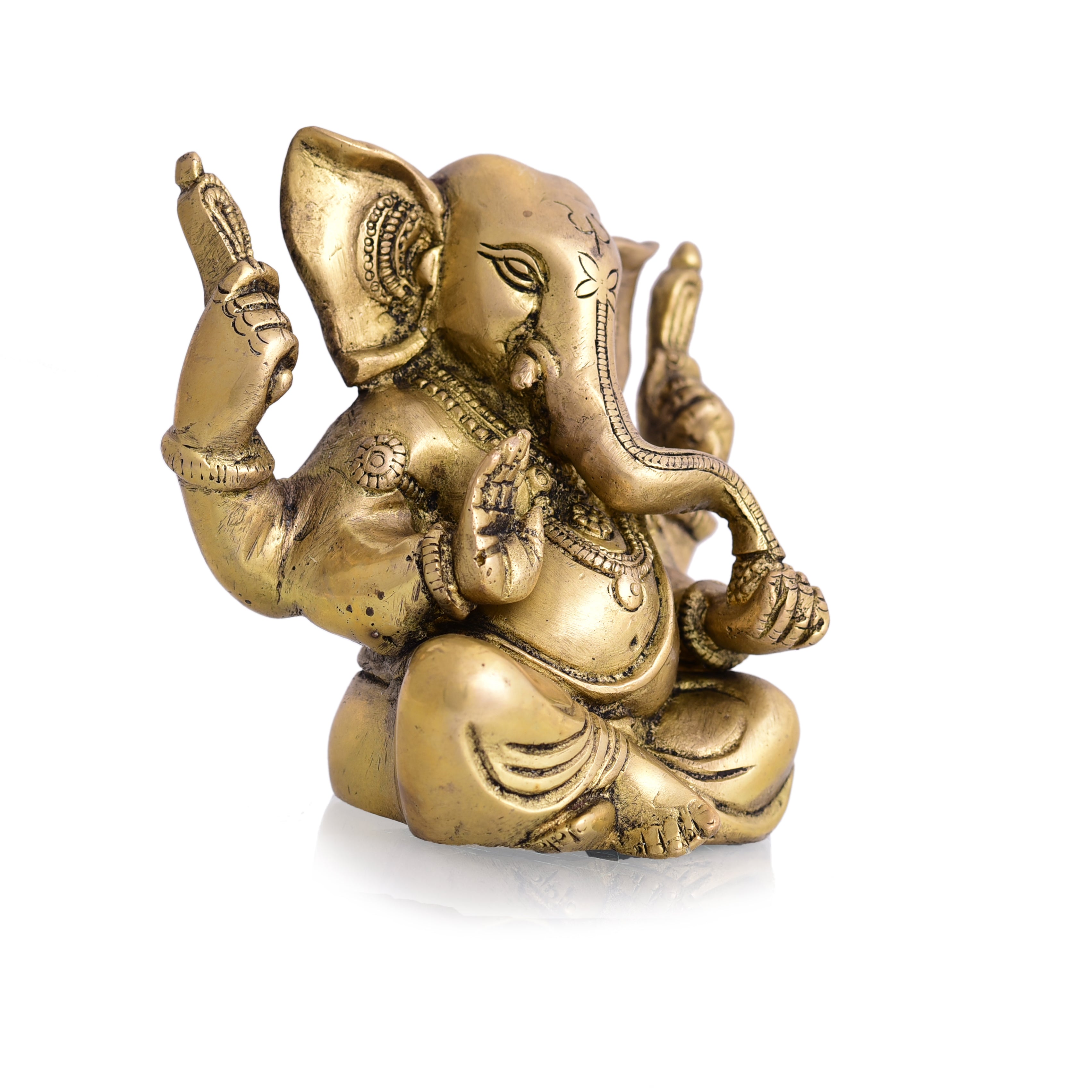Brass Appu Ganesha With Big Ears Sitting Idol (4.5 Inch) Vedansh Craft