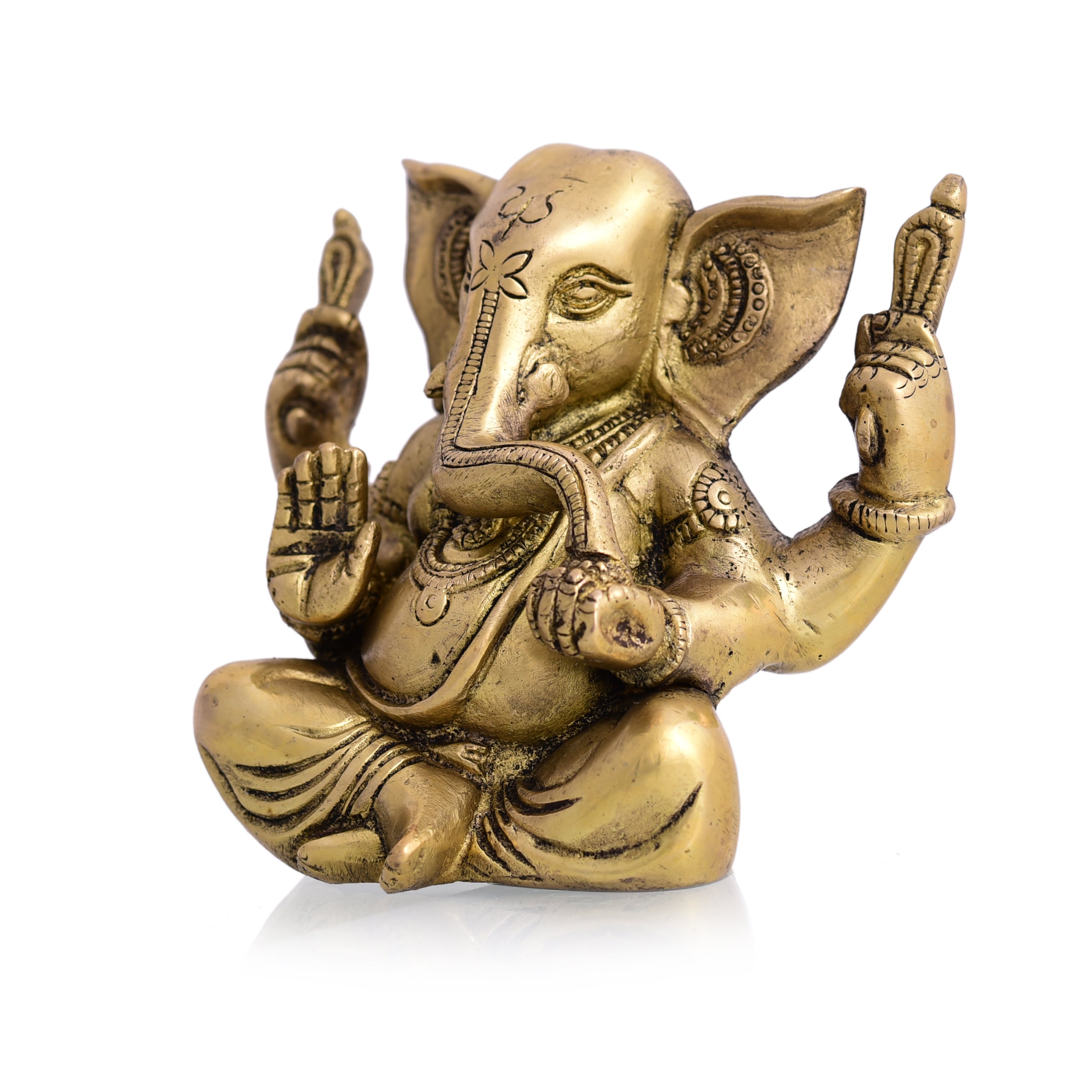 Brass Appu Ganesha With Big Ears Sitting Idol (4.5 Inch) Vedansh Craft