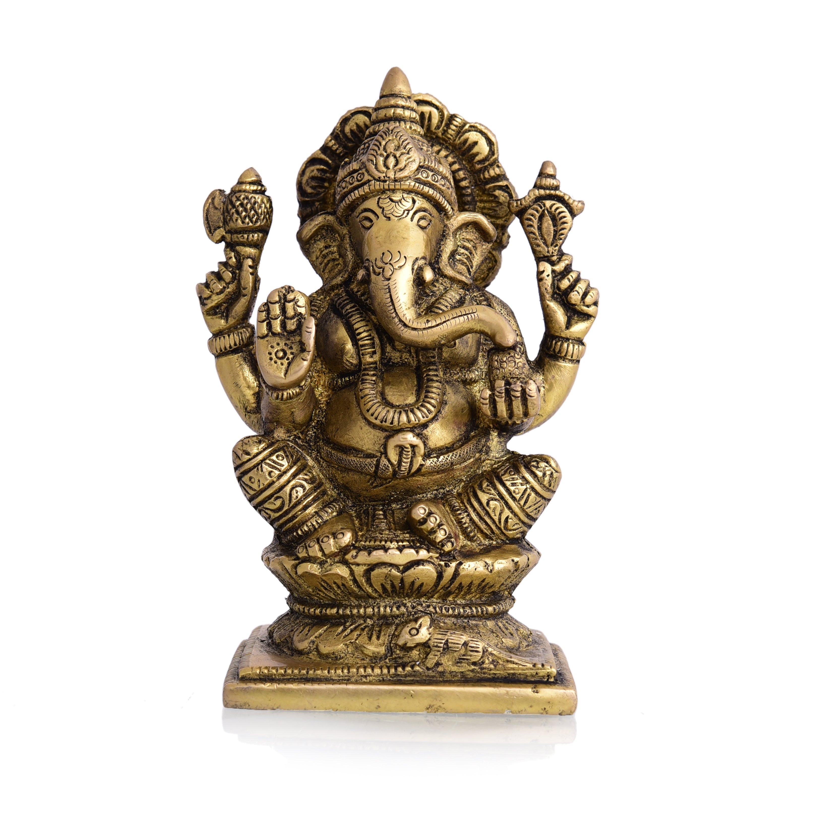 Brass Blessing Sitting Ganesha Idol (4.8 Inch) Vedansh Craft