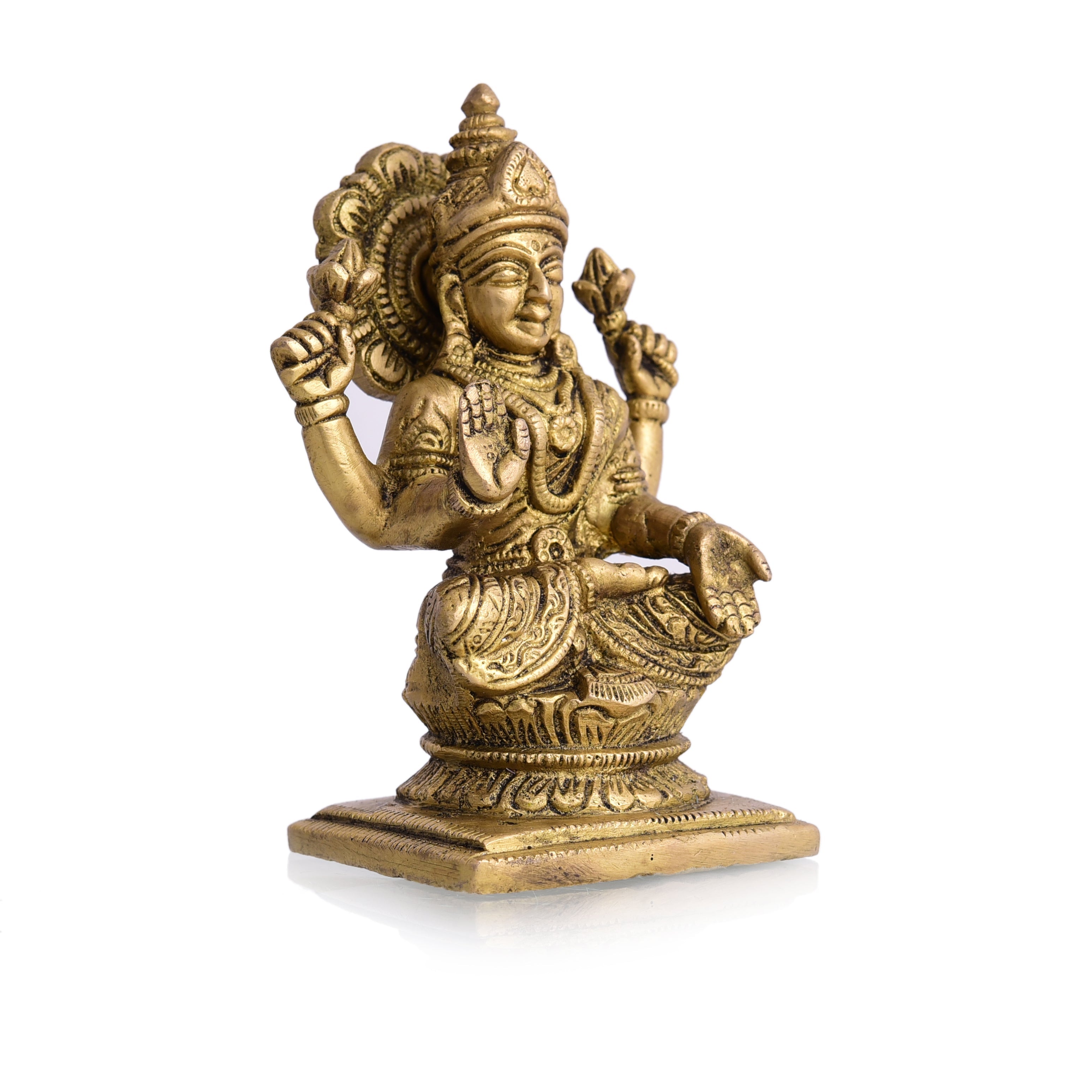 Brass Sitting Goddess Lakshmi Idol (4.5 Inch) Vedansh Craft