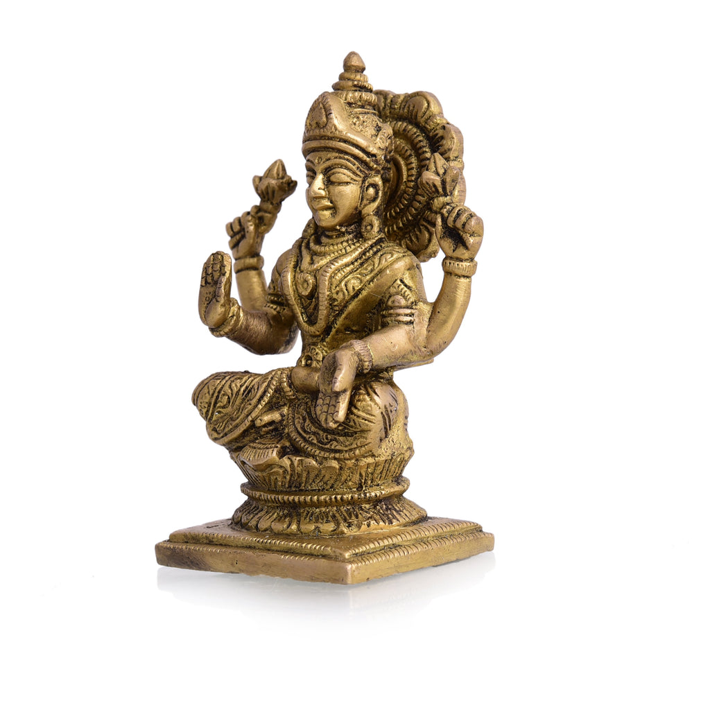 Brass Sitting Goddess Lakshmi Idol (4.5 Inch) Vedansh Craft