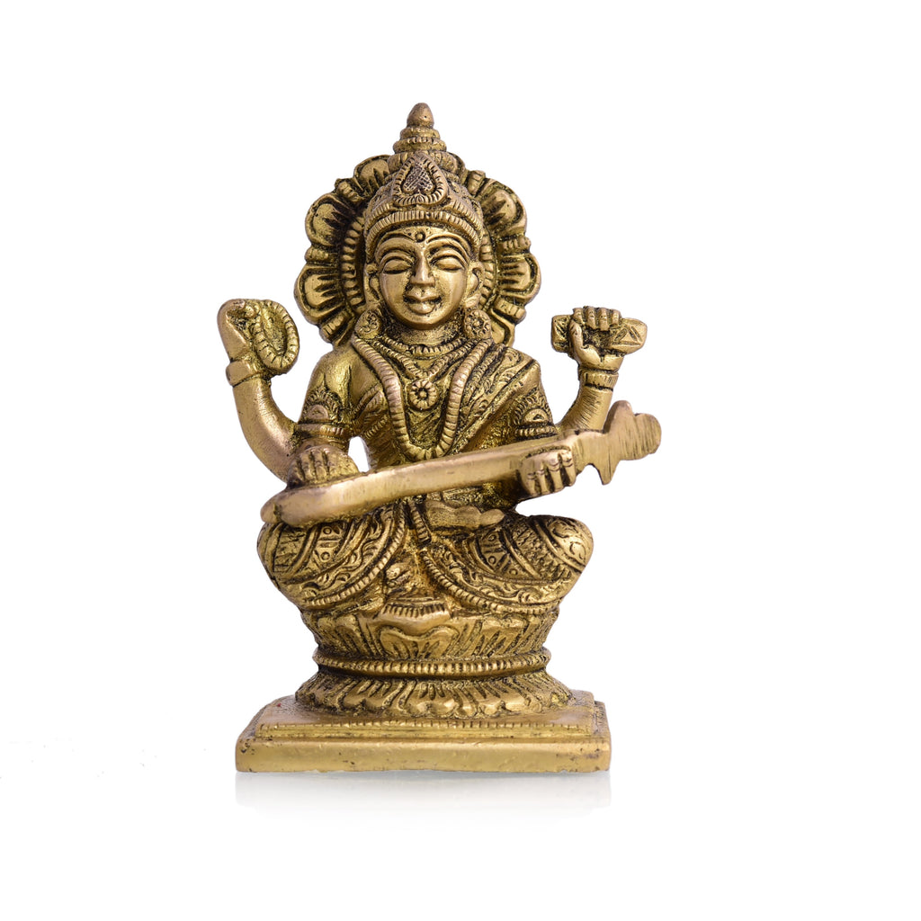 Brass Sitting Ganesha Lakshmi And Saraswati Idols Vedansh Craft