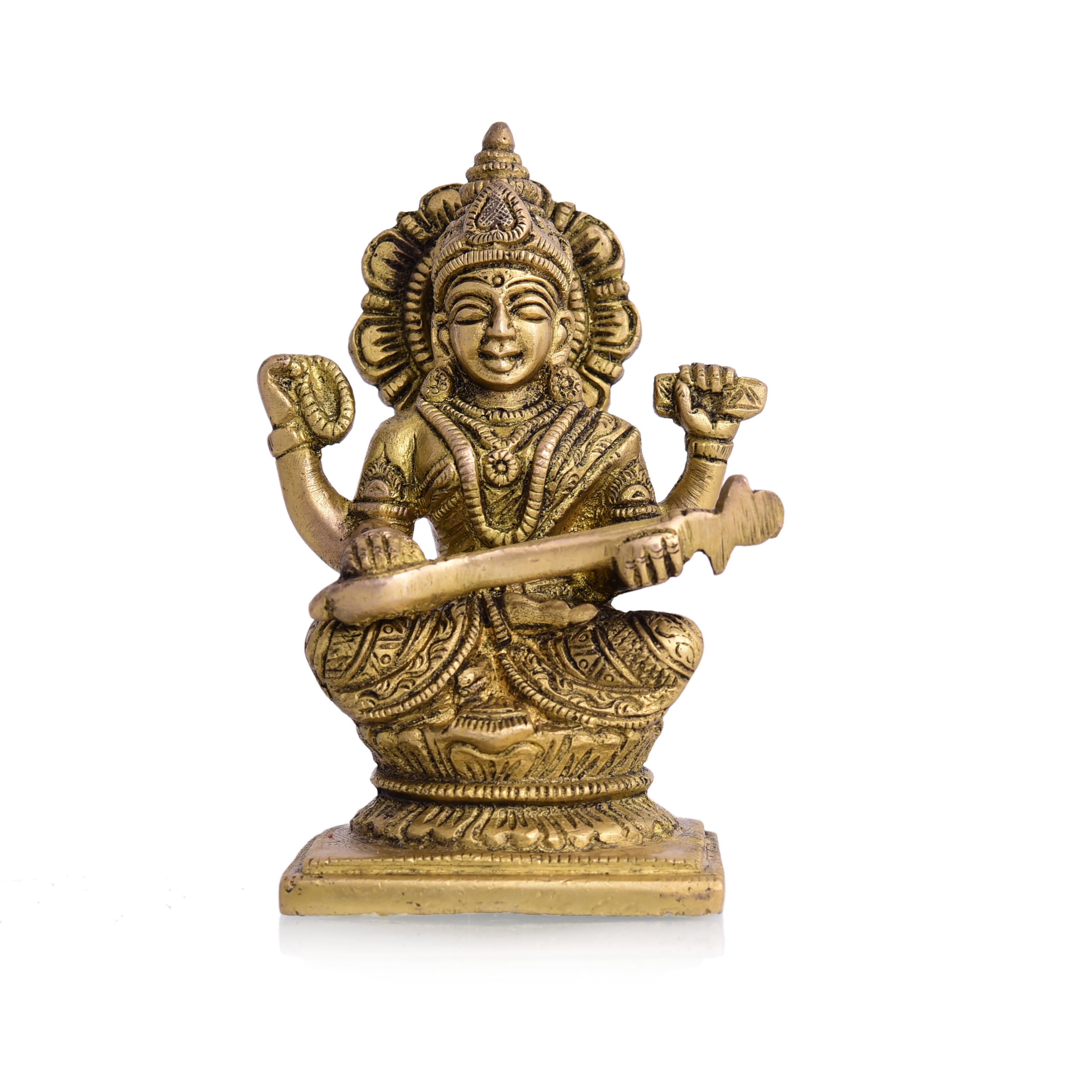 Brass Sitting Ganesha Lakshmi And Saraswati Idols Vedansh Craft